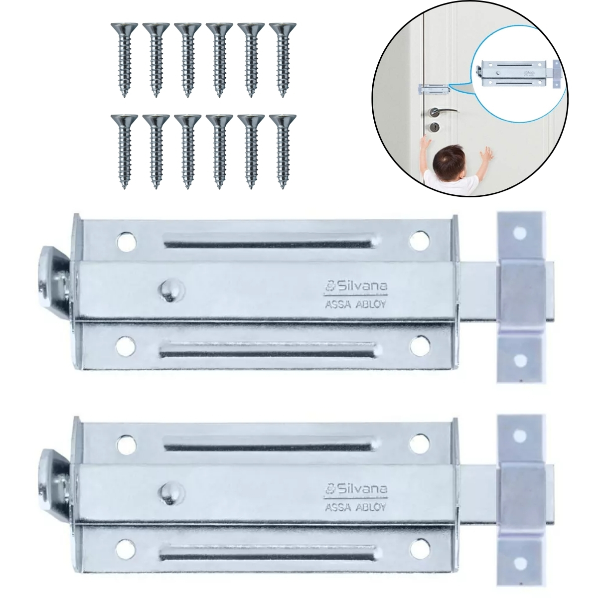 Ferrolho Trinco Tarjeta Fecho Chato Para Porta Janela Portão 13cm Zincado | Silvana | Kit 02 Un