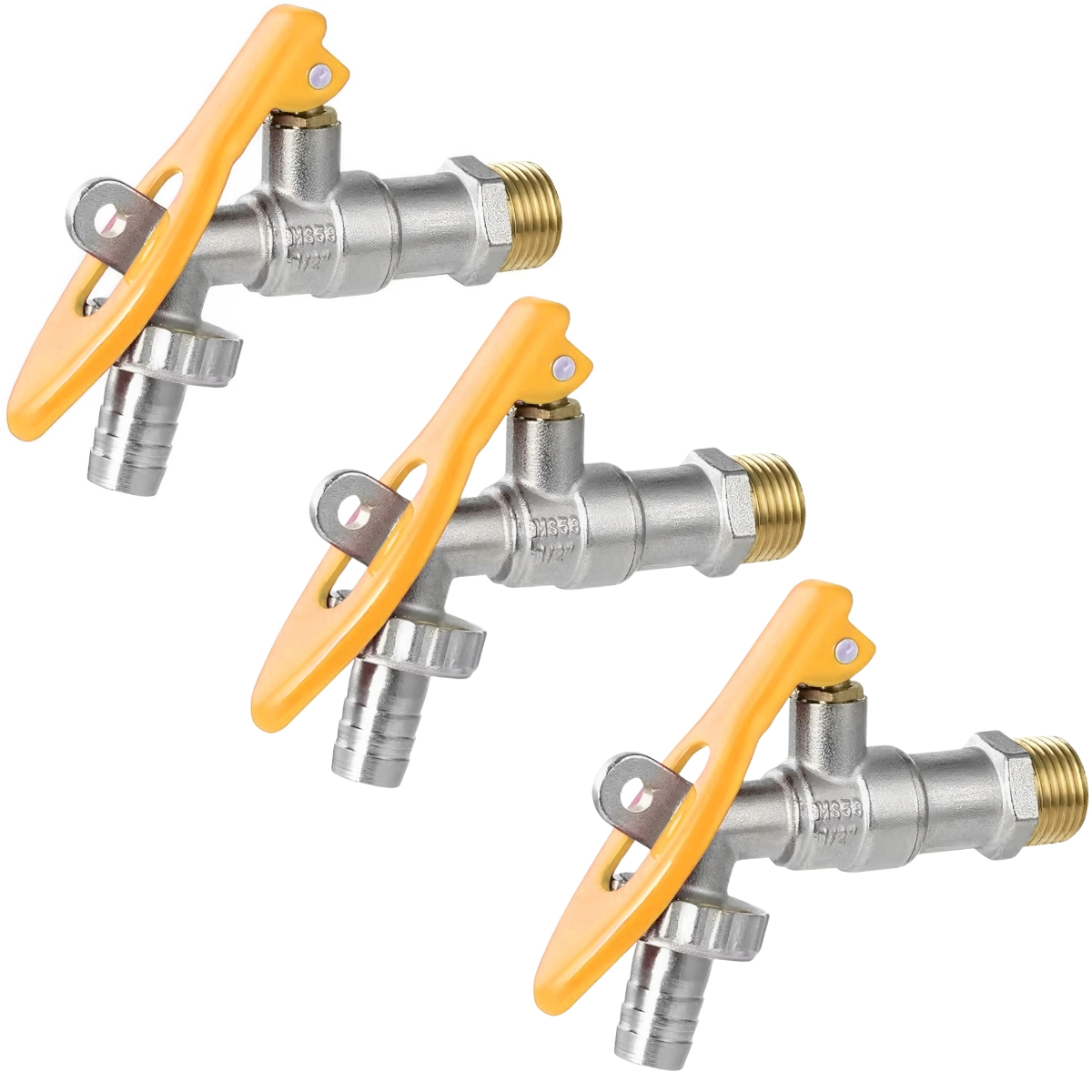 Torneira De Metal Com Porta Cadeado Para Jardim Quintal Tanque 1/2" | Hayom | Kit 03 Un