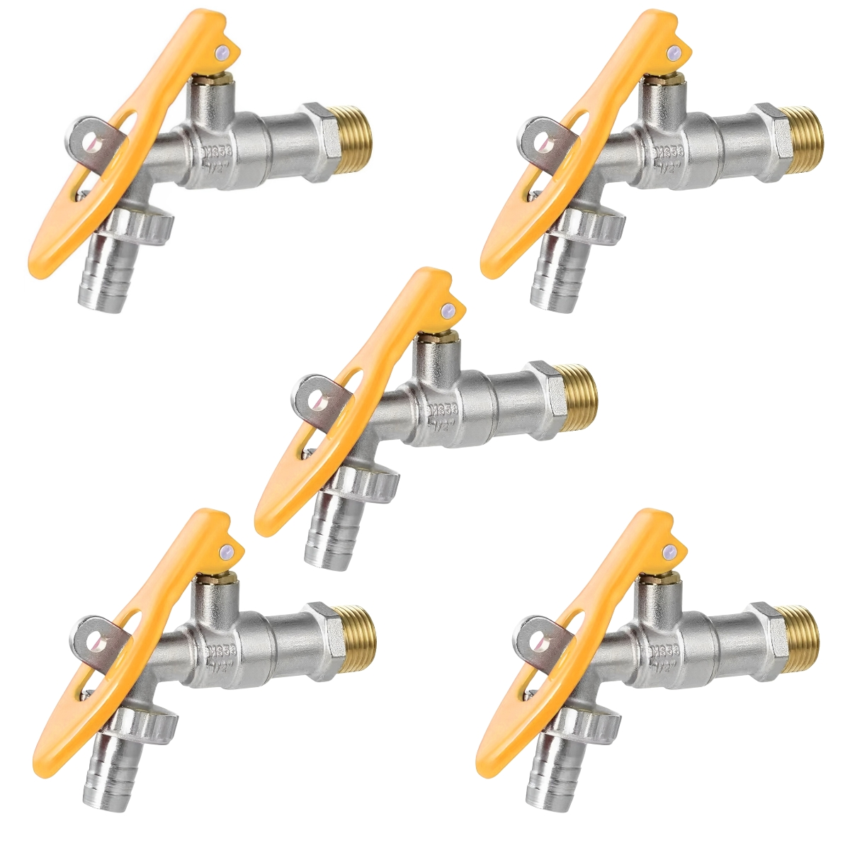 Torneira De Metal Com Porta Cadeado Para Jardim Quintal Tanque 1/2" | Hayom | Kit 05 Un