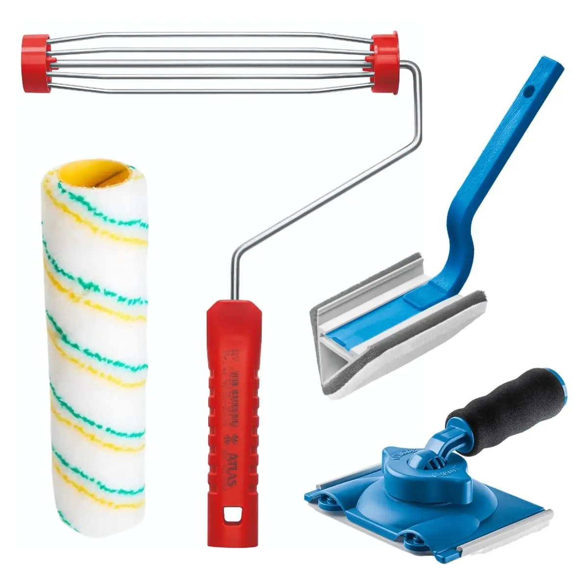 Pad Para Pintura Reto + Pad De Parede 90° + Suporte Garfo 23cm Sem Rosca + Rolo De Pintura Poliamida