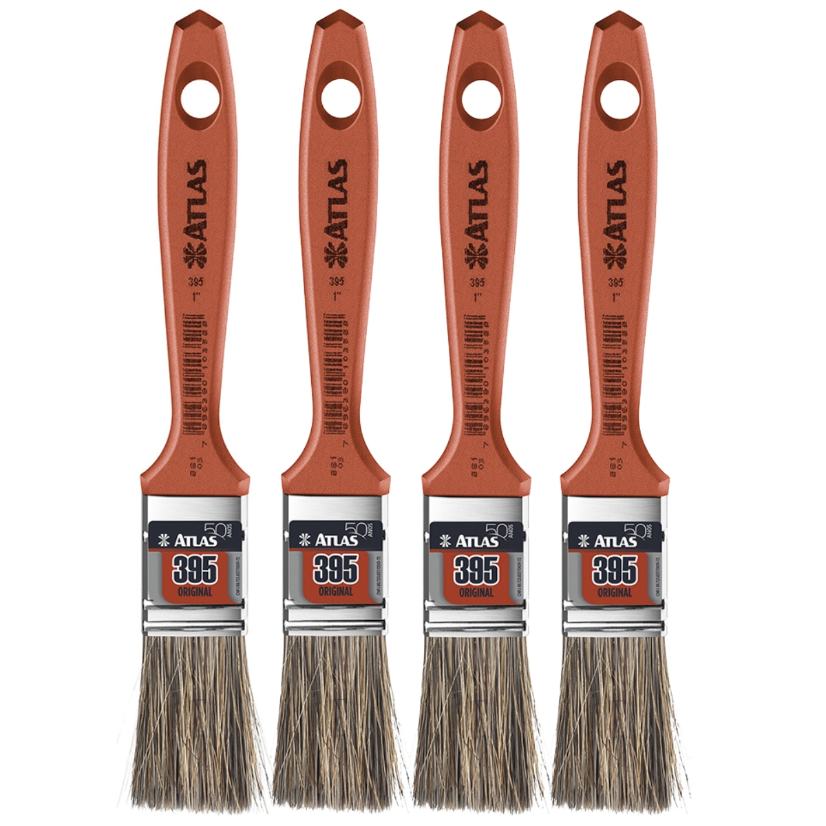 Pincel Trincha Média 25mm Cerdas Gris Para Pintura Latéx E Acrílica | Atlas | Kit 04 Un