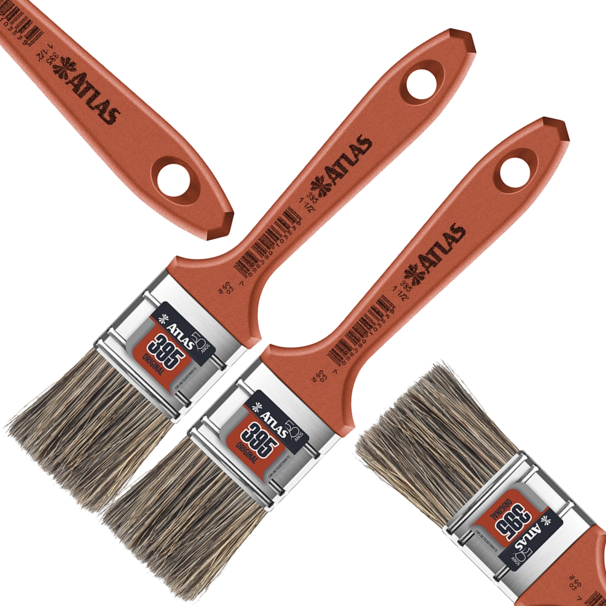 Pincel Trincha Média 38mm Cerdas Gris Para Pintura Latéx E Acrílica | Atlas | Kit 02 Un