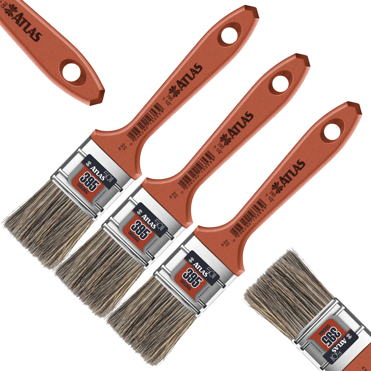 Pincel Trincha Média 38mm Cerdas Gris Para Pintura Latéx E Acrílica | Atlas | Kit 03 Un