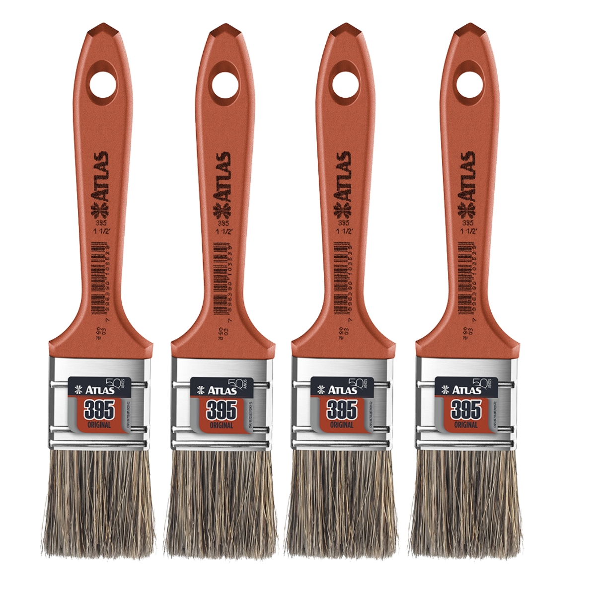 Pincel Trincha Média 38mm Cerdas Gris Para Pintura Latéx E Acrílica | Atlas | Kit 04 Un