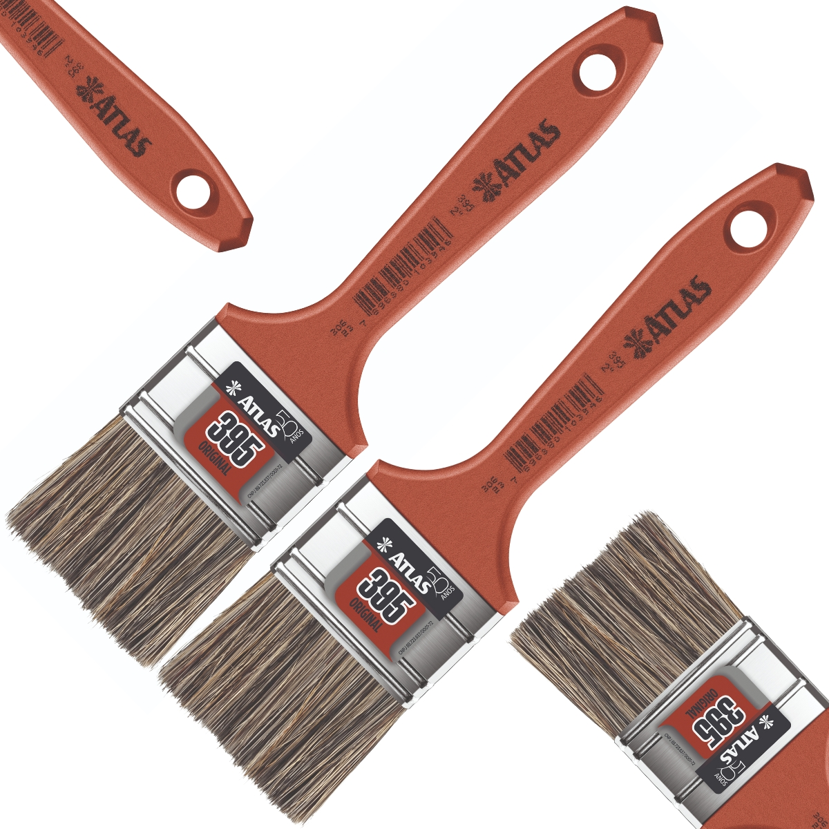 Pincel Trincha Média 50mm Cerdas Gris Para Pintura Latéx E Acrílica | Atlas | Kit 02 Un