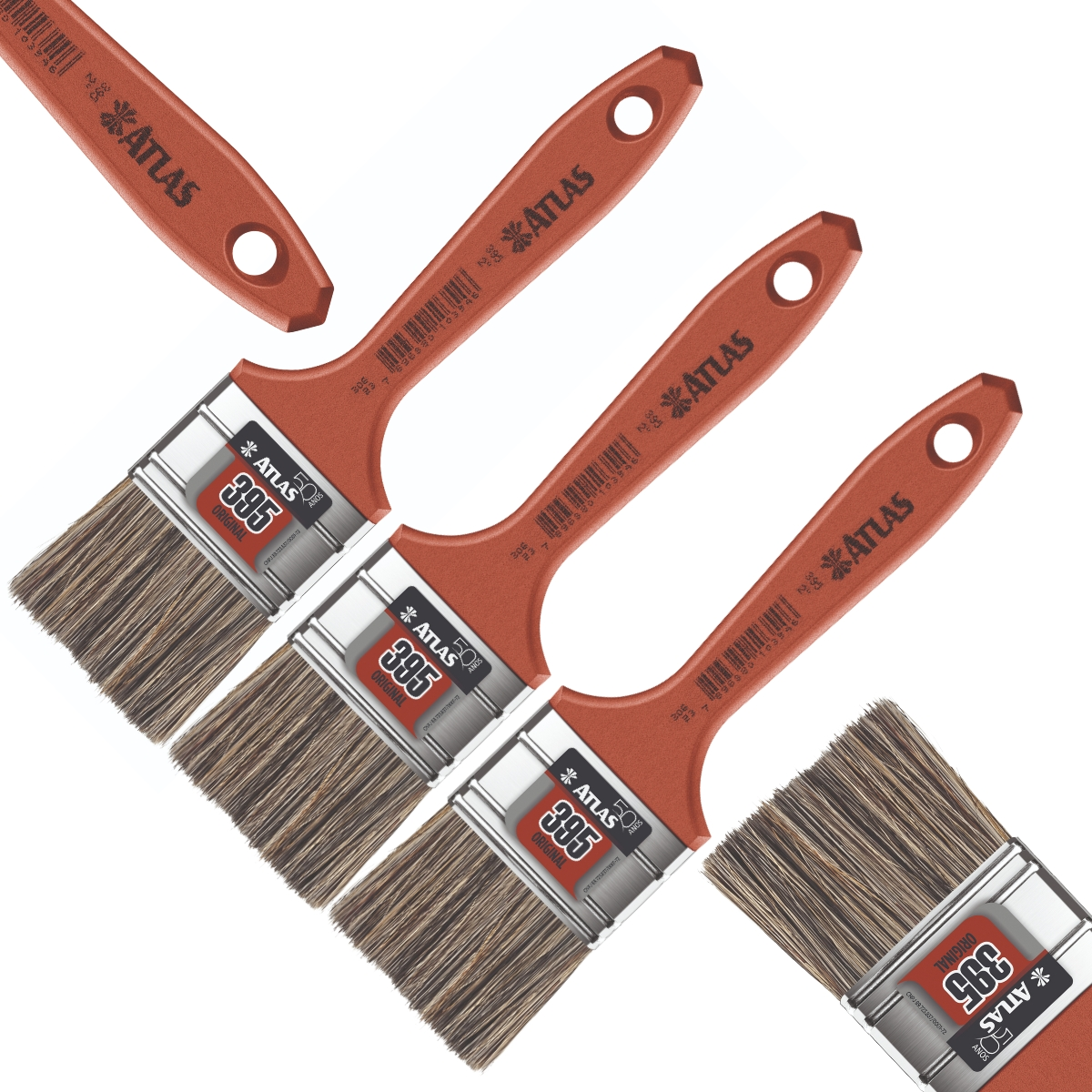 Pincel Trincha Média 50mm Cerdas Gris Para Pintura Latéx E Acrílica | Atlas | Kit 03 Un