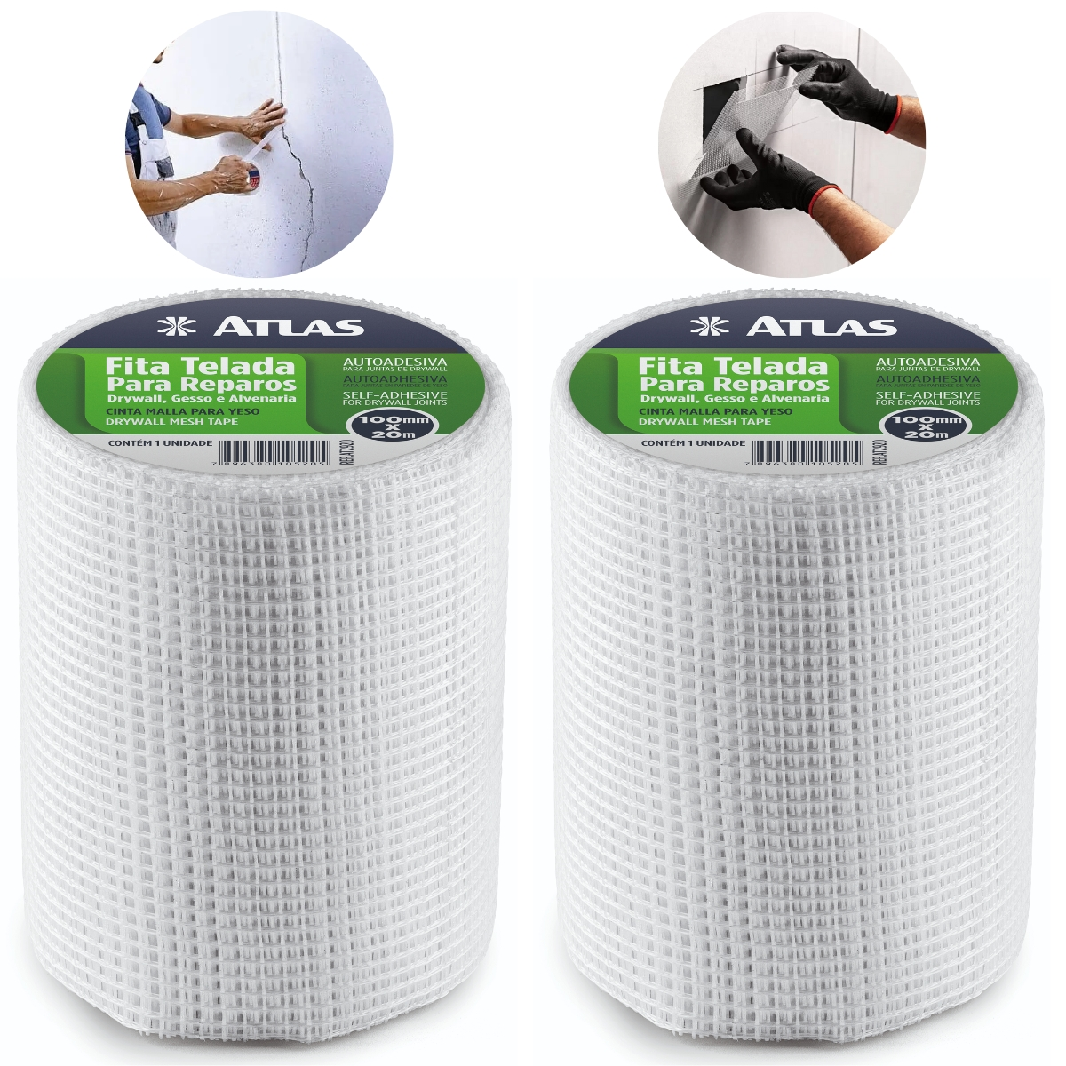 Fita Telada Auto Adesiva Para Reparos 100mm X 20m Gesso Drywall Alvenaria | 02 Un