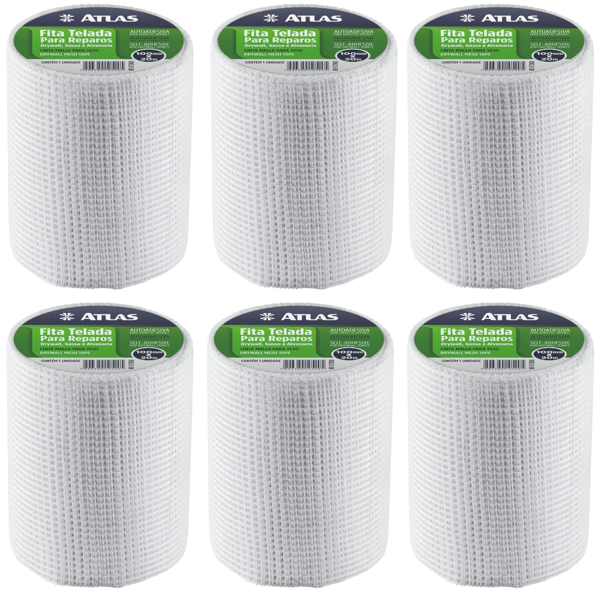 Fita Telada Auto Adesiva Para Reparos 100mm X 20m Gesso Drywall Alvenaria | 06 Un
