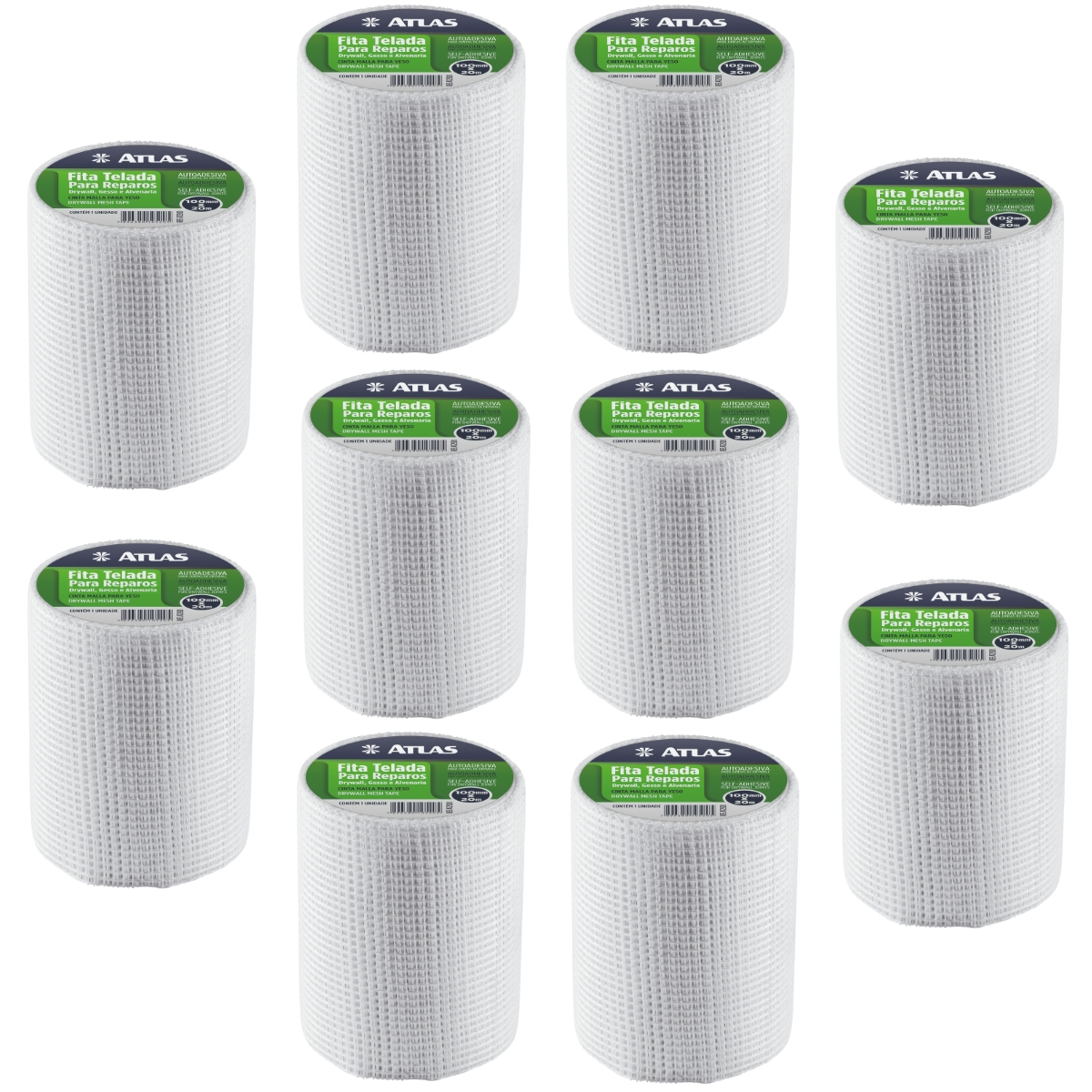 Fita Telada Auto Adesiva Para Reparos 100mm X 20m Gesso Drywall Alvenaria | 10 Un