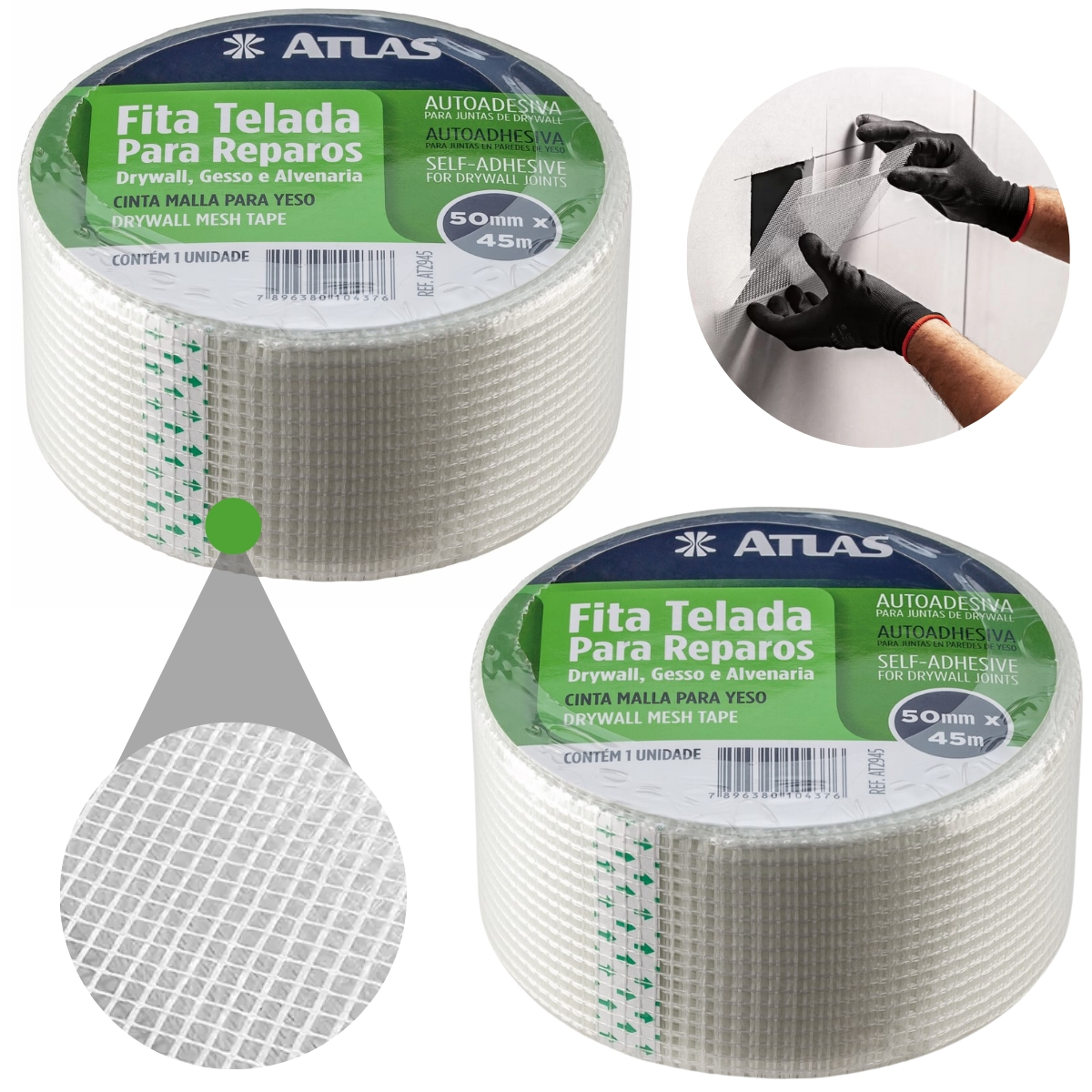 Fita Telada Auto Adesiva Para Reparos 50mm X 45m Gesso Drywall Alvenaria | 02 Un
