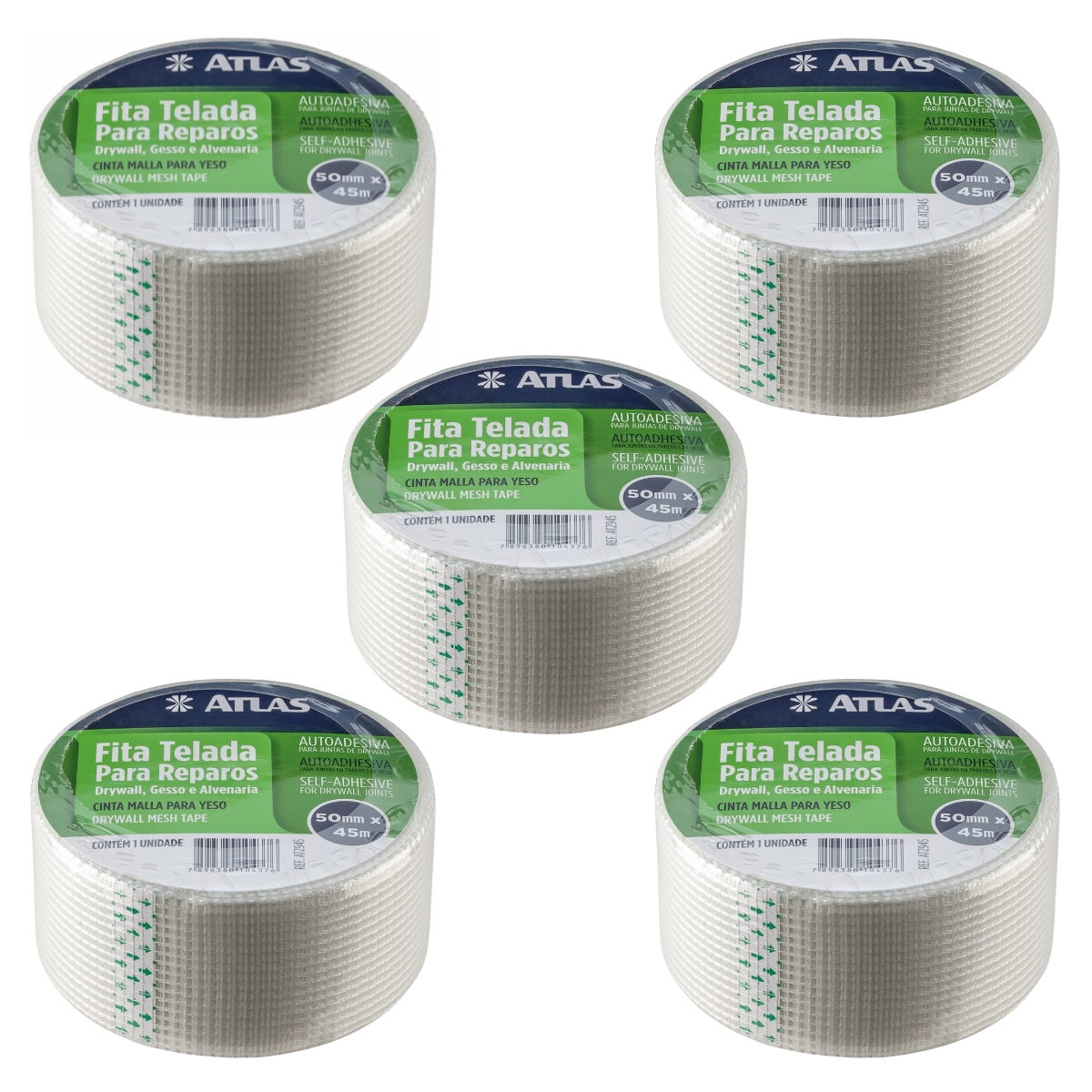 Fita Telada Auto Adesiva Para Reparos 50mm X 45m Gesso Drywall Alvenaria | 05 Un