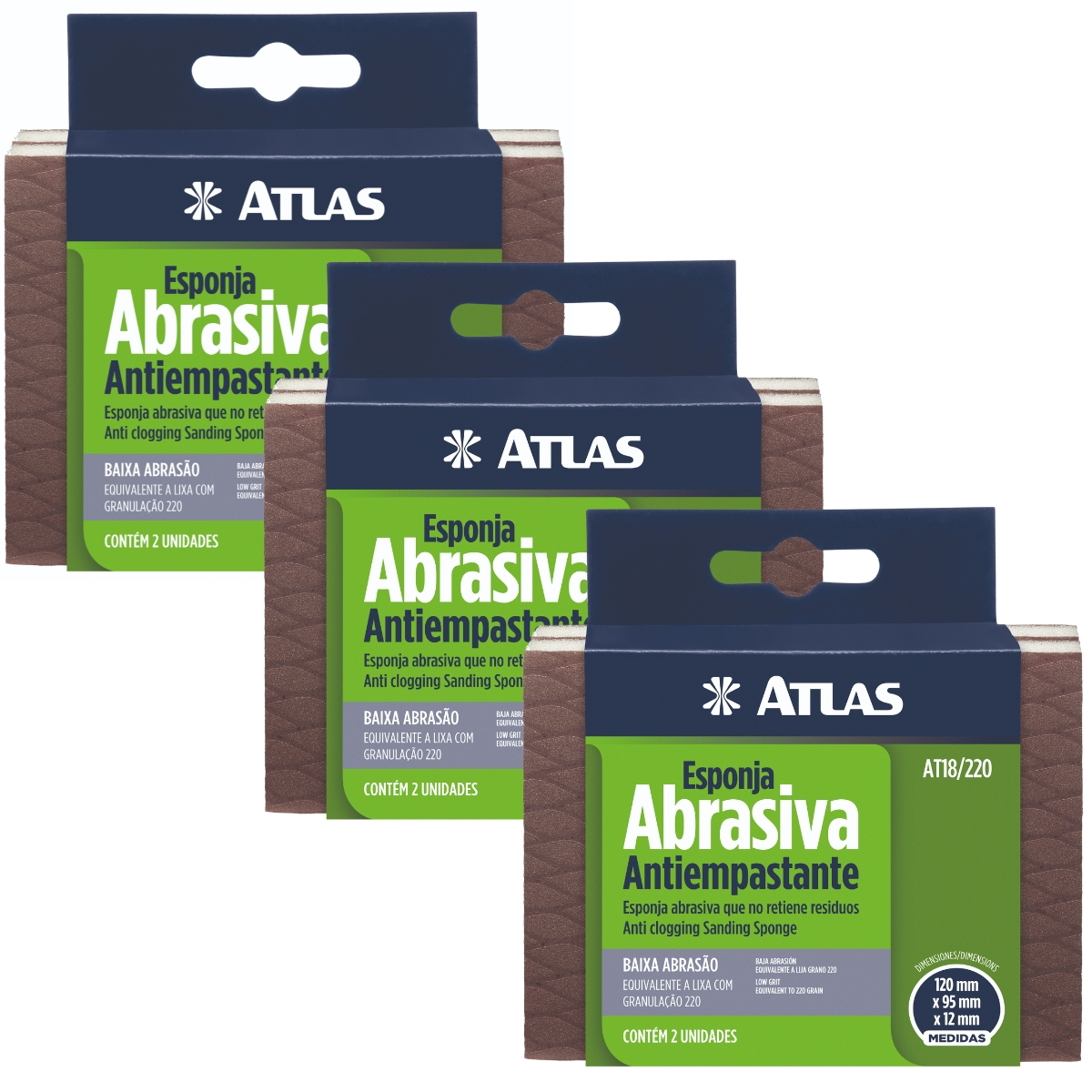 Kit 02 Esponjas Abrasivas Flexíveis Baixa Abrasividade Antiempastante | 03 Un