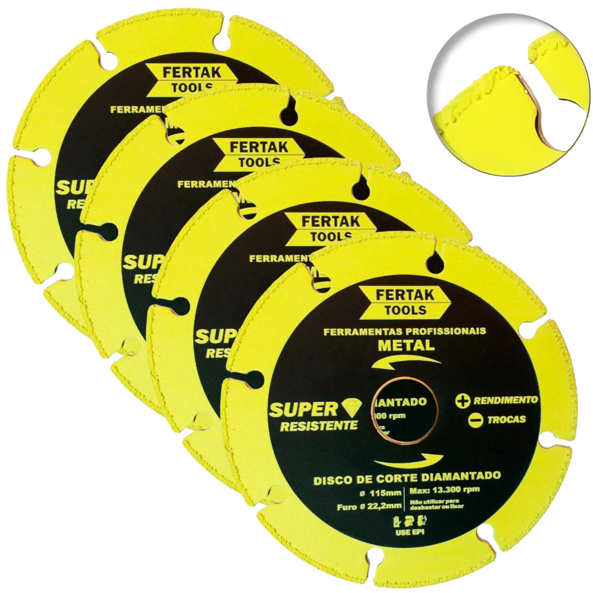 Disco De Corte Para Metal Diamantado Segmentado 115x22mm | 04 Un