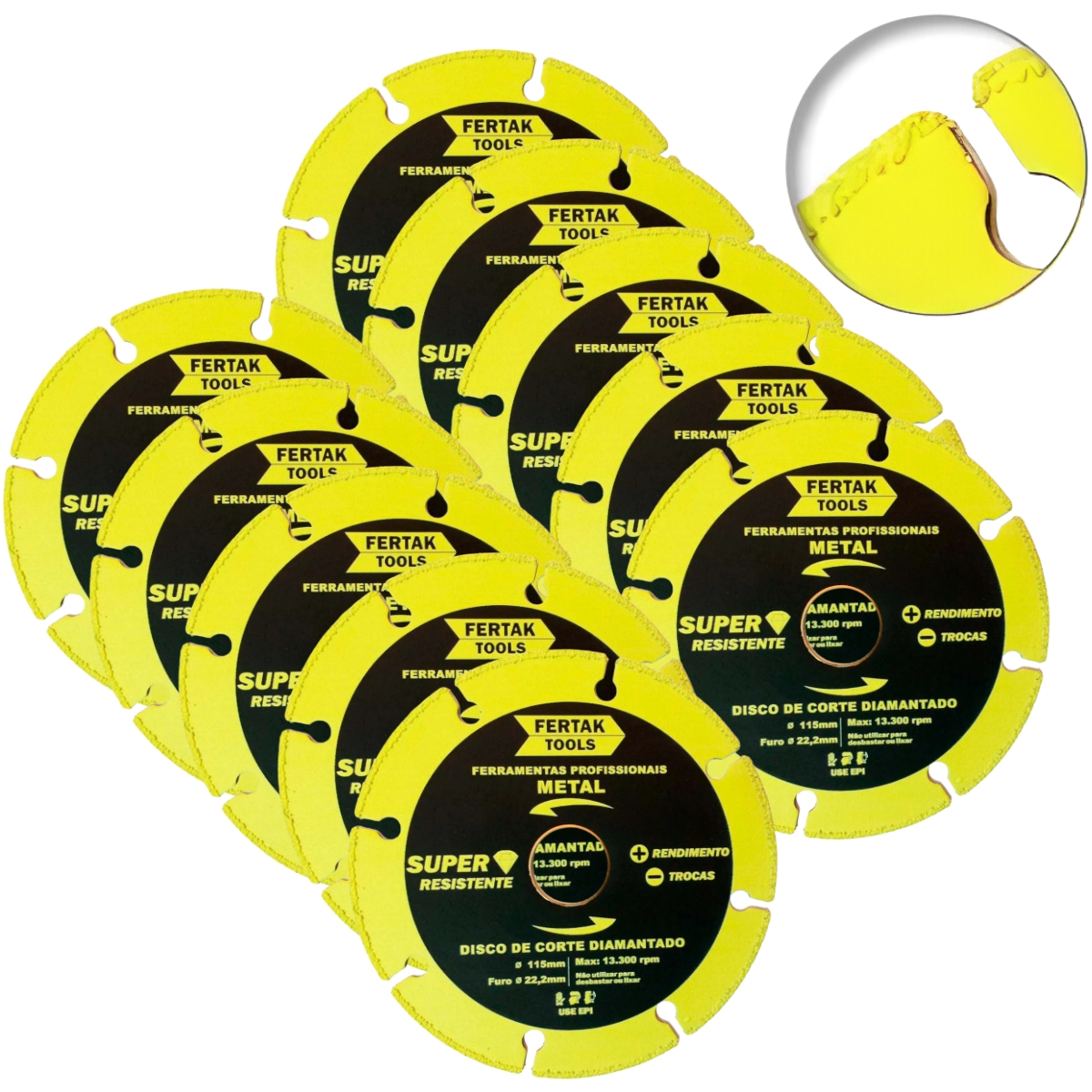 Disco De Corte Para Metal Diamantado Segmentado 115x22mm | 10 Un