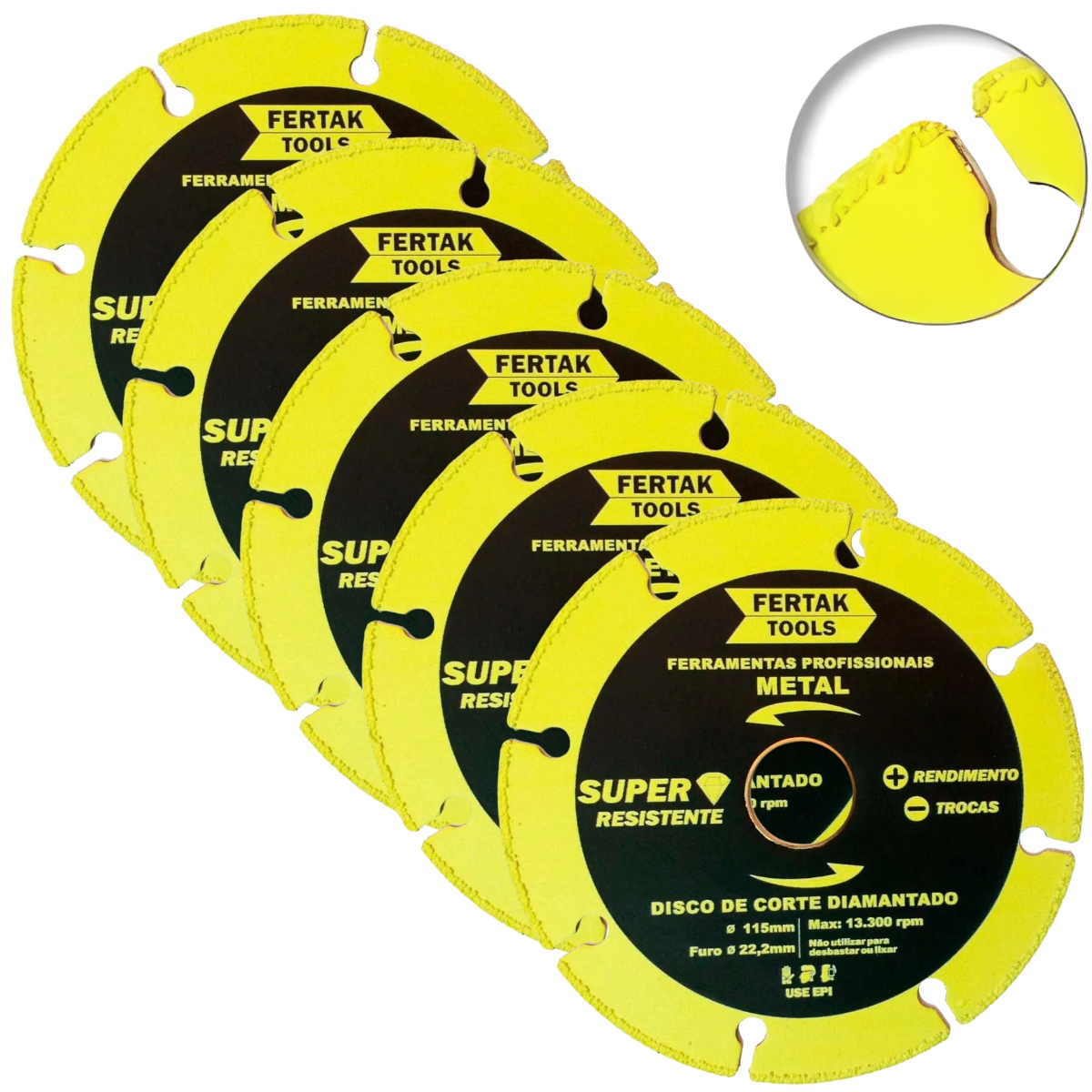 Disco De Corte Para Metal Diamantado Segmentado 115x22mm | 05 Un