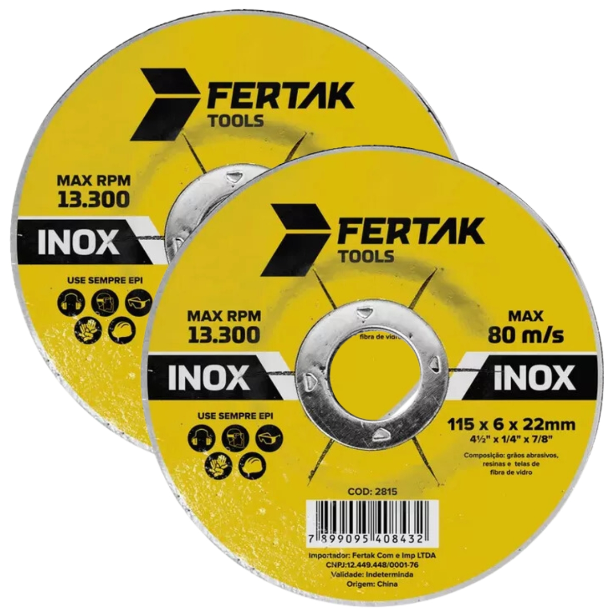 Disco De Desbaste Metal Aço Ferro Inox 115x22mm | 02 Un