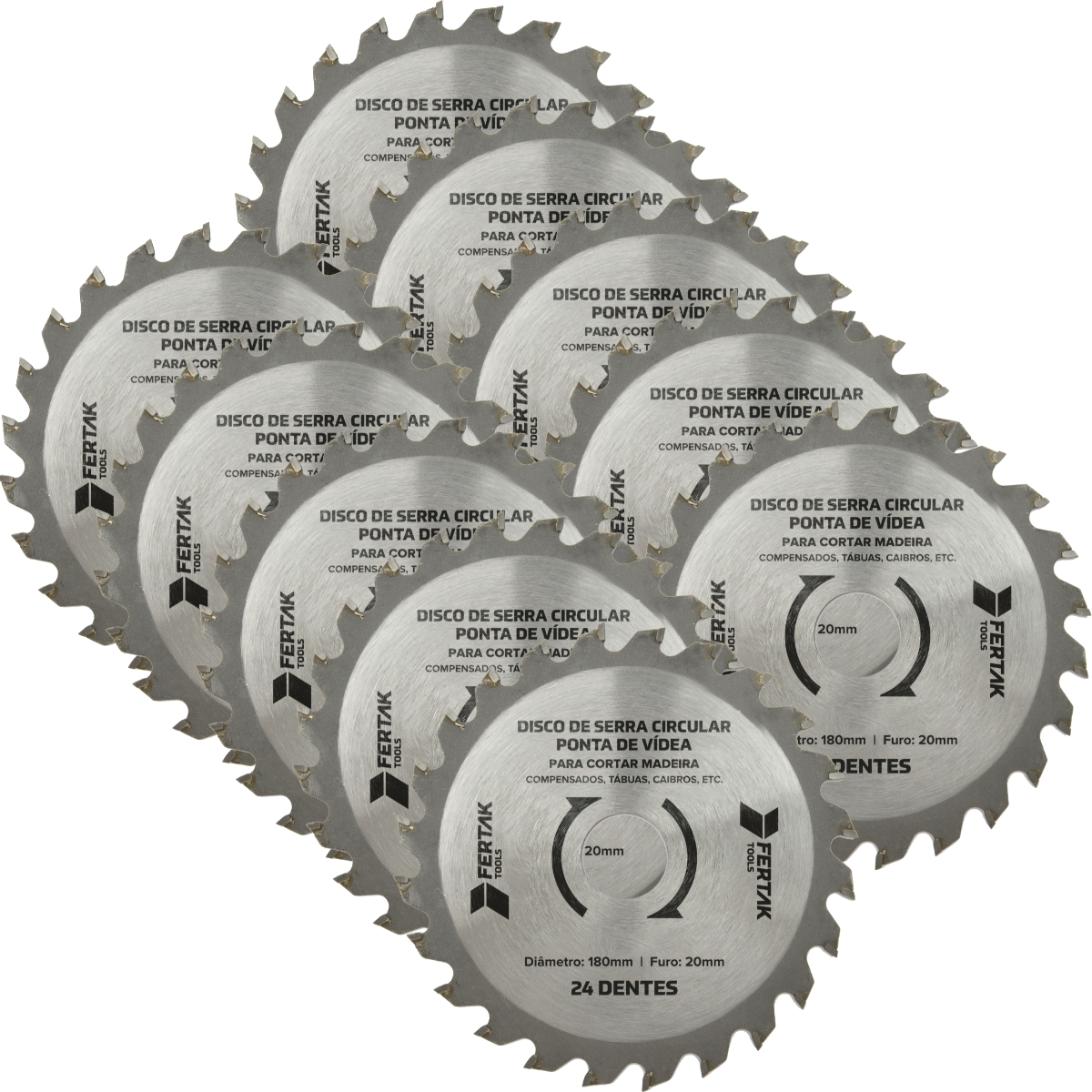 Disco De Serra Circular 24 Dentes 20x180mm | 10 Un