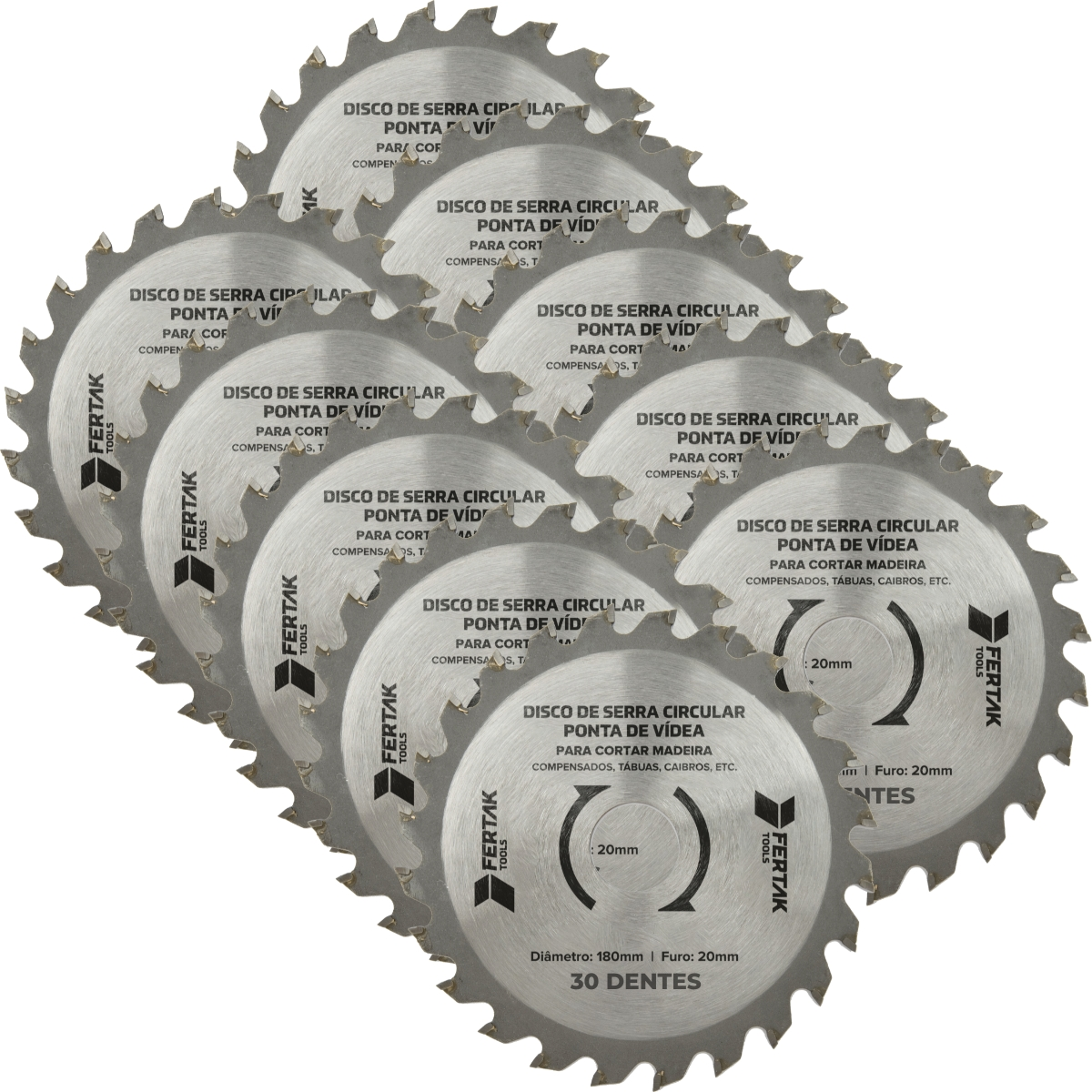 Disco De Serra Circular Ponta De Vídea 30 Dentes 20x180mm | 10 Un