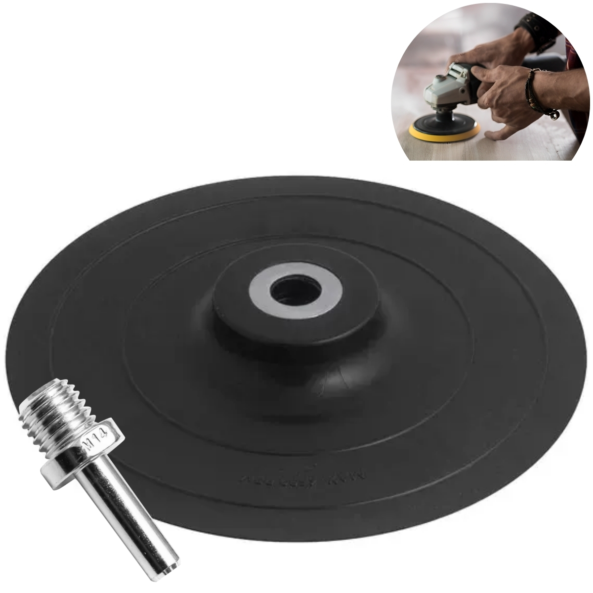 Suporte De Borracha Para Disco De Lixa Boina 180mm + Adaptador Para Suporte Disco M14