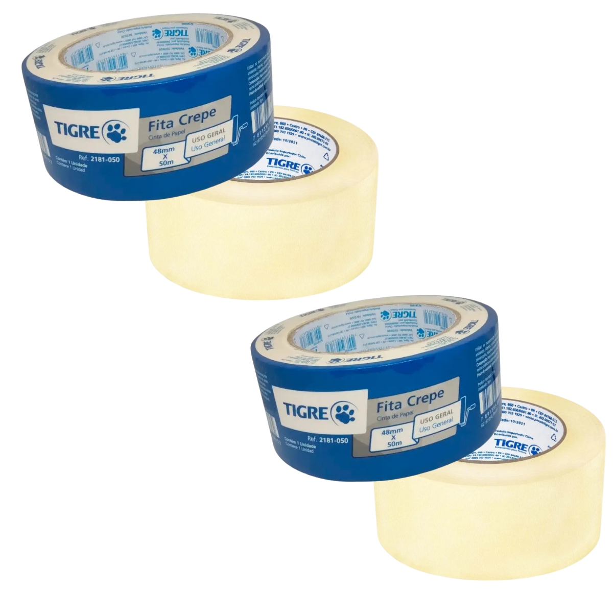 Fita Crepe Uso Geral Profissional Pintura 48mmx50m | Tigre | Kit 2 Un