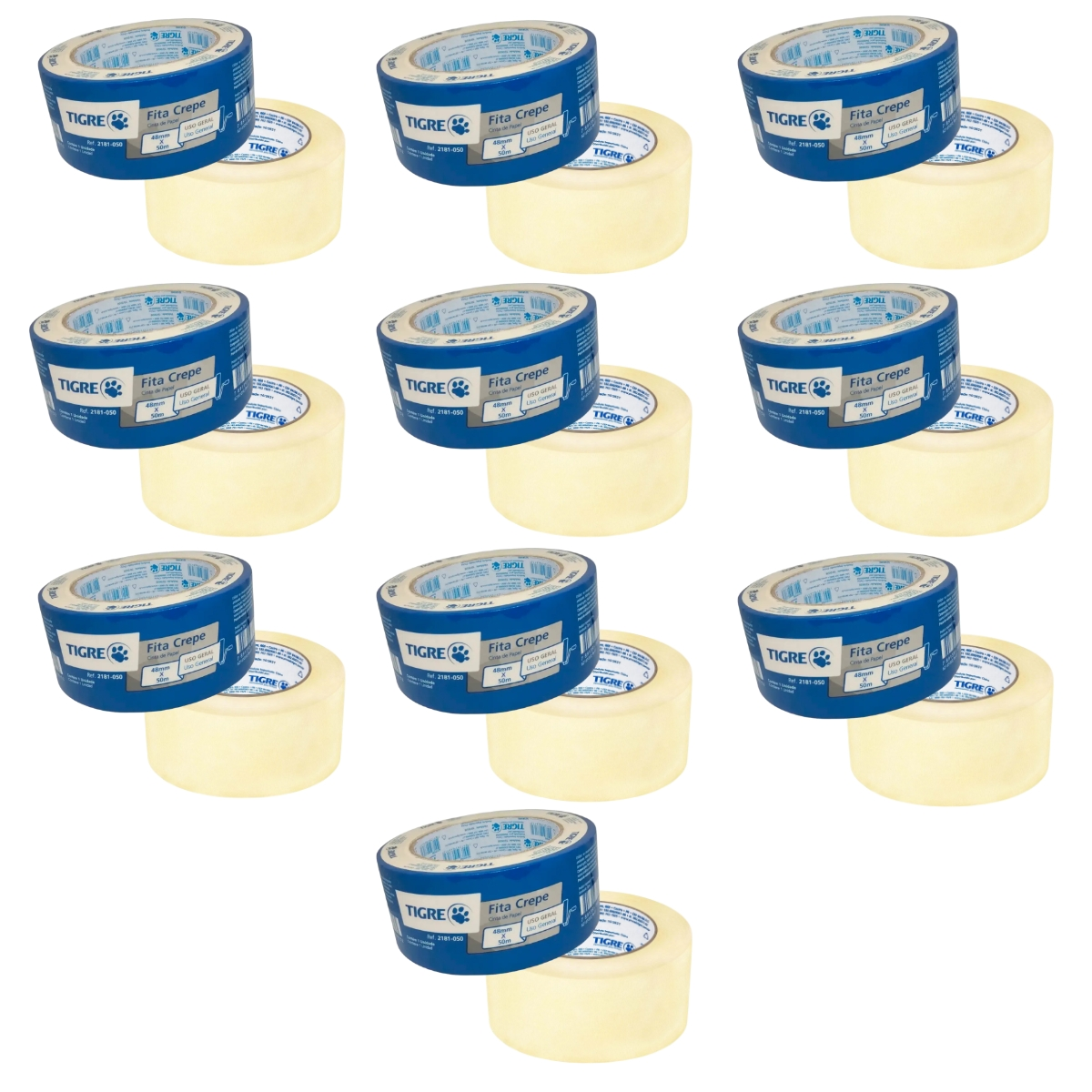 Fita Crepe Uso Geral Profissional Pintura 48mmx50m | Tigre | Kit 10 Un