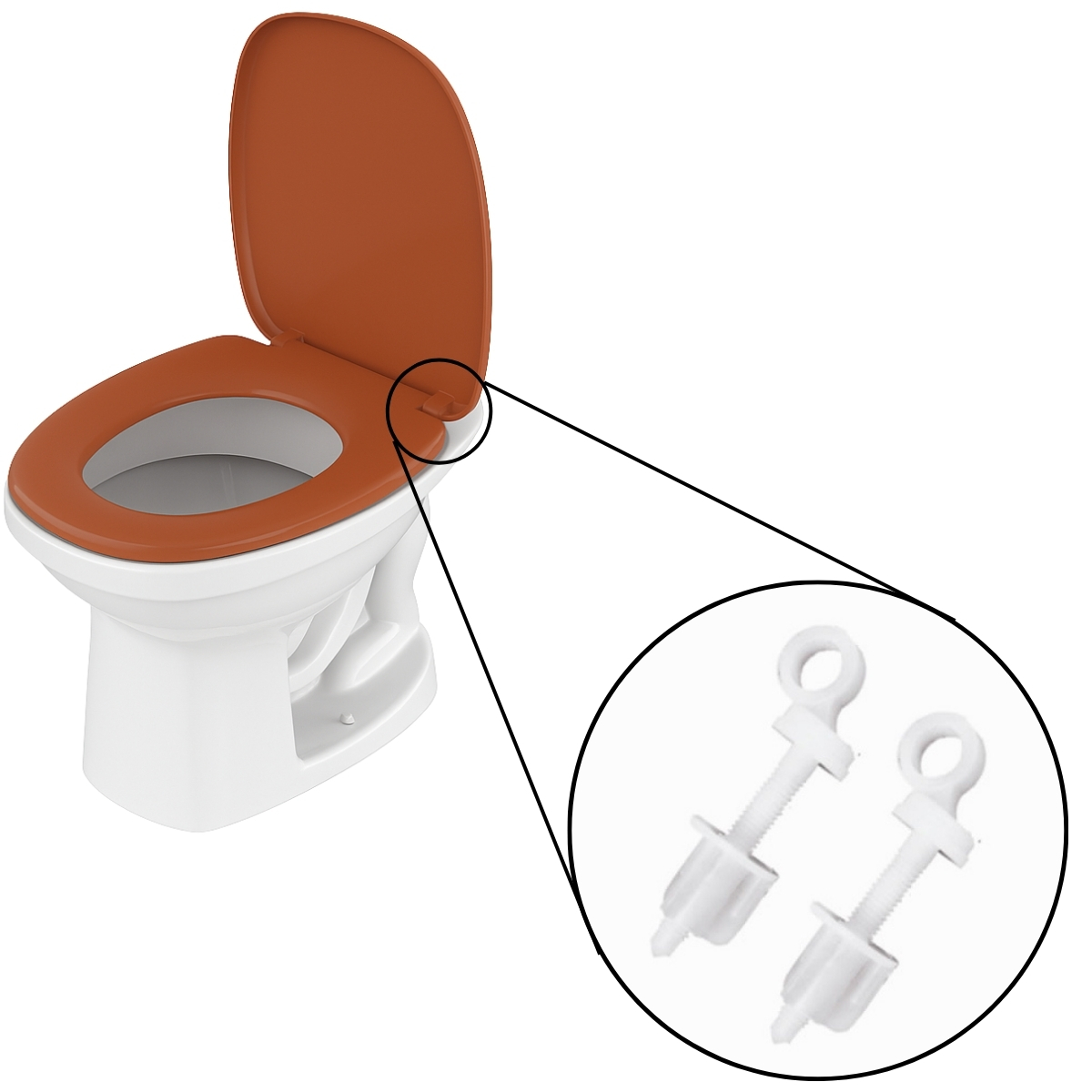 Assento Sanitário Tampa Oval Almofadado Caramelo + Parafuso De Fixação Para Assento Sanitário