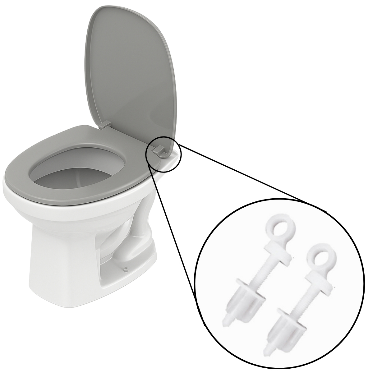 Assento Sanitário Tampa Oval Soft Cinza Claro + Parafuso De Fixação Para Assento Sanitário