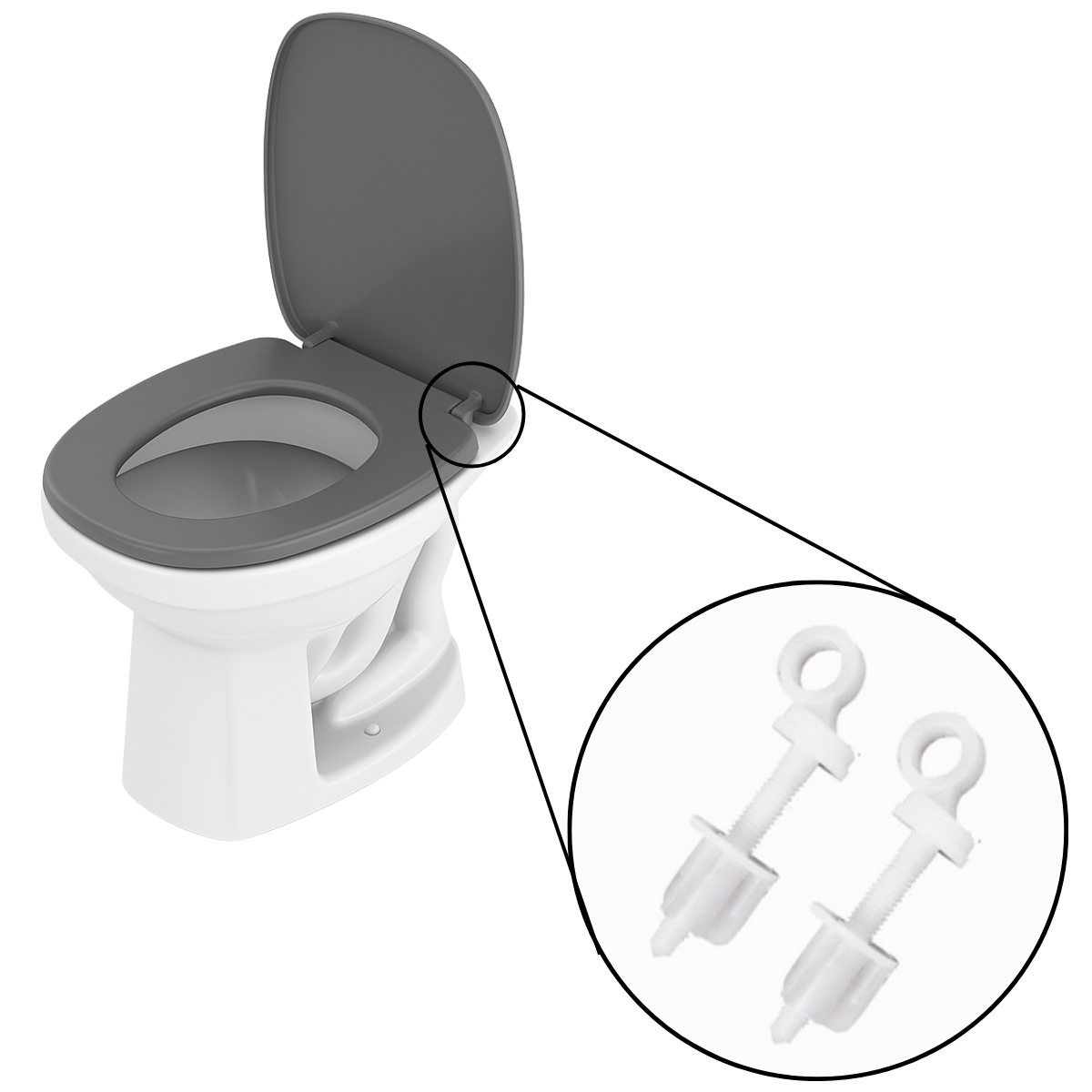Assento Sanitário Tampa Oval Soft Cinza Escuro + Parafuso De Fixação Para Assento Sanitário
