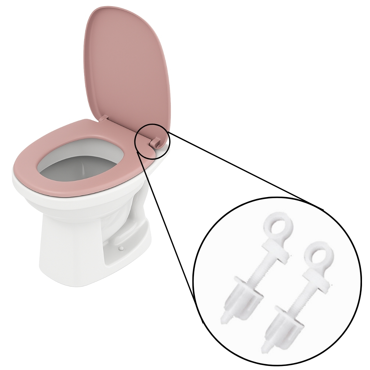 Assento Sanitário Tampa Oval Soft Rosa + Parafuso De Fixação Para Assento Sanitário