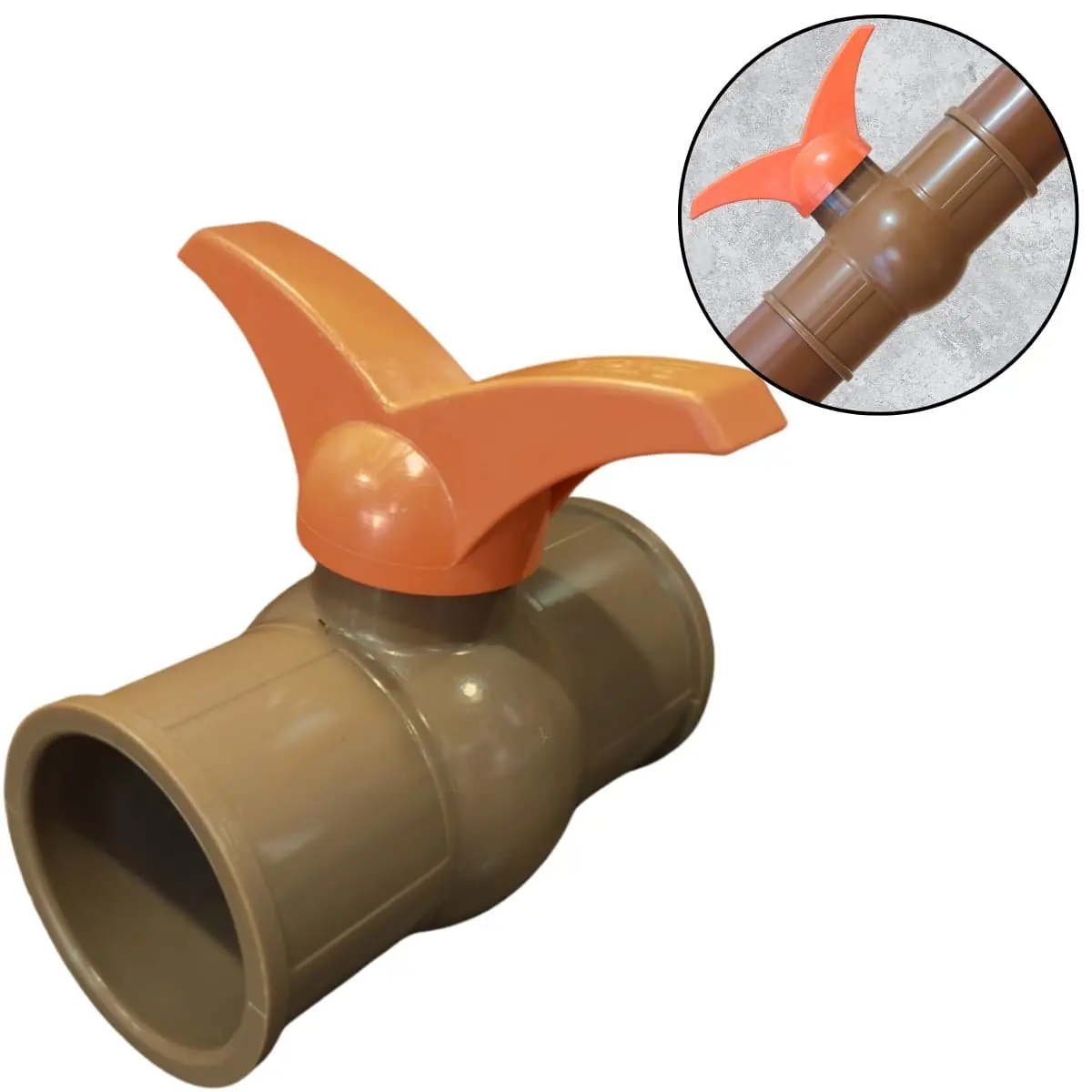 Registro De Esfera Soldável Em Pvc Marrom Conexão - 20mm