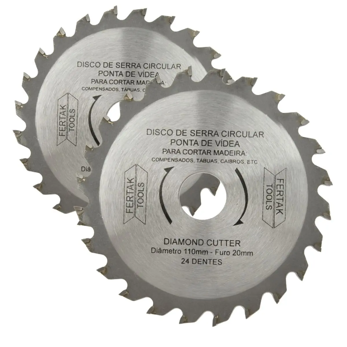 Disco De Corte Serra Circular Para Madeira 24 Dentes 110x20mm | Fertak | Kit 02 Un