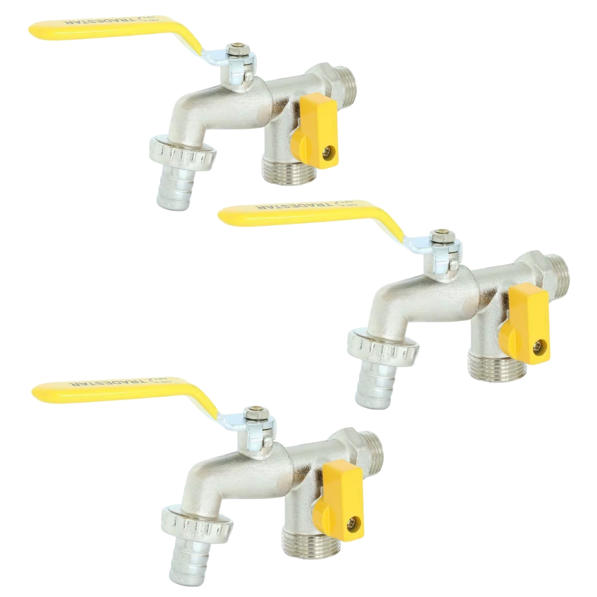 Torneira Com Duas Saídas Metal Para Jardim Quintal Tanque Com Bico 1/2" E 3/4" | Hayom | 03 Un