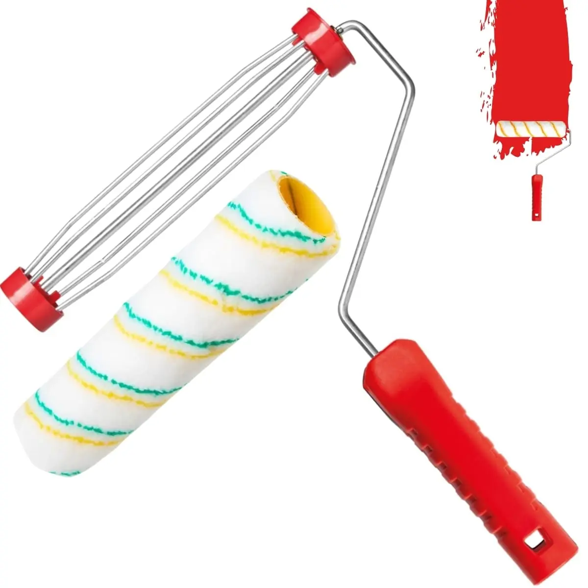 Suporte Garfo Gaiola 23cm + Rolo Para Pintura Poliamida Não Respinga Brasileirinho
