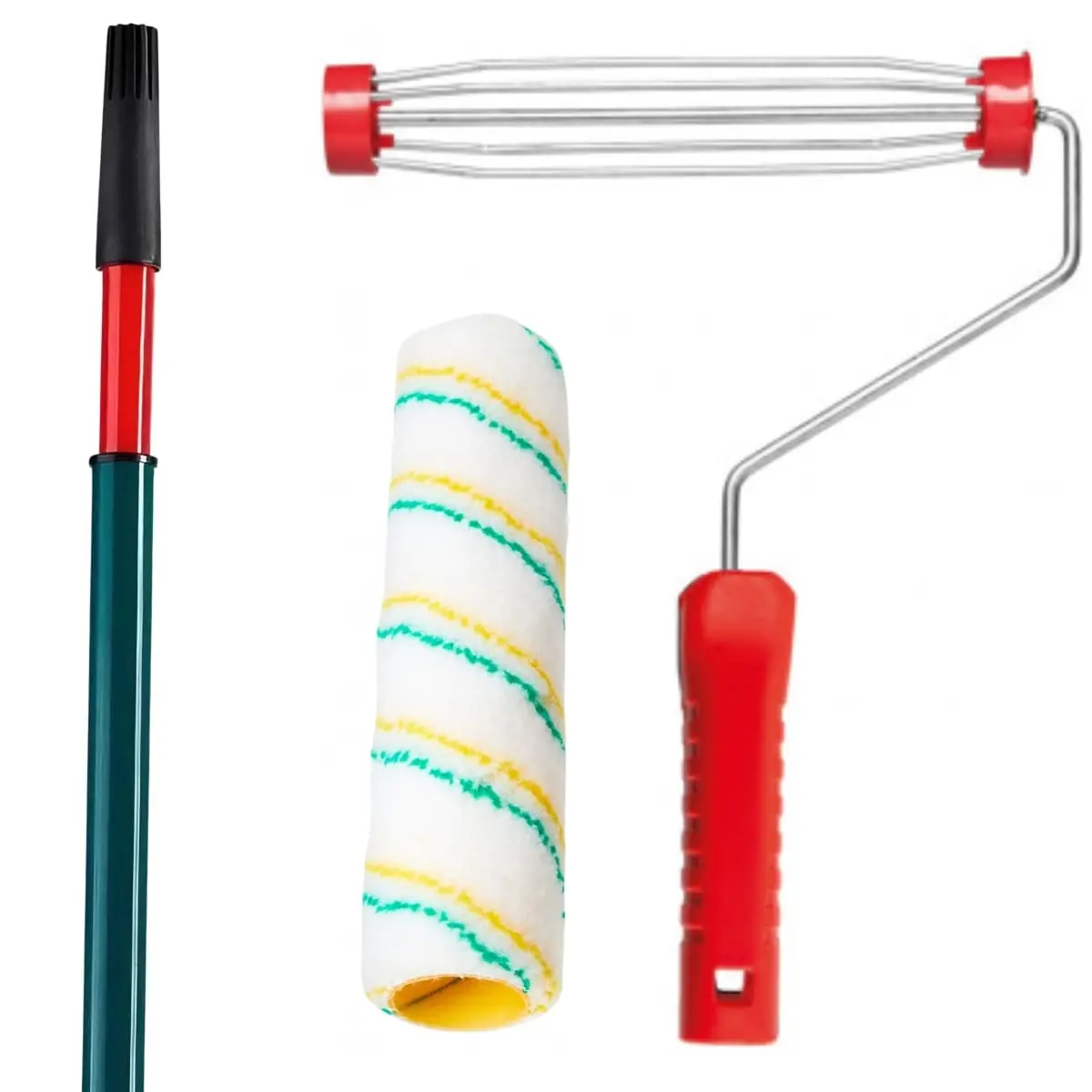 Suporte Garfo Gaiola 23cm + Rolo Para Pintura + Cabo Extensor Prolongador 2m