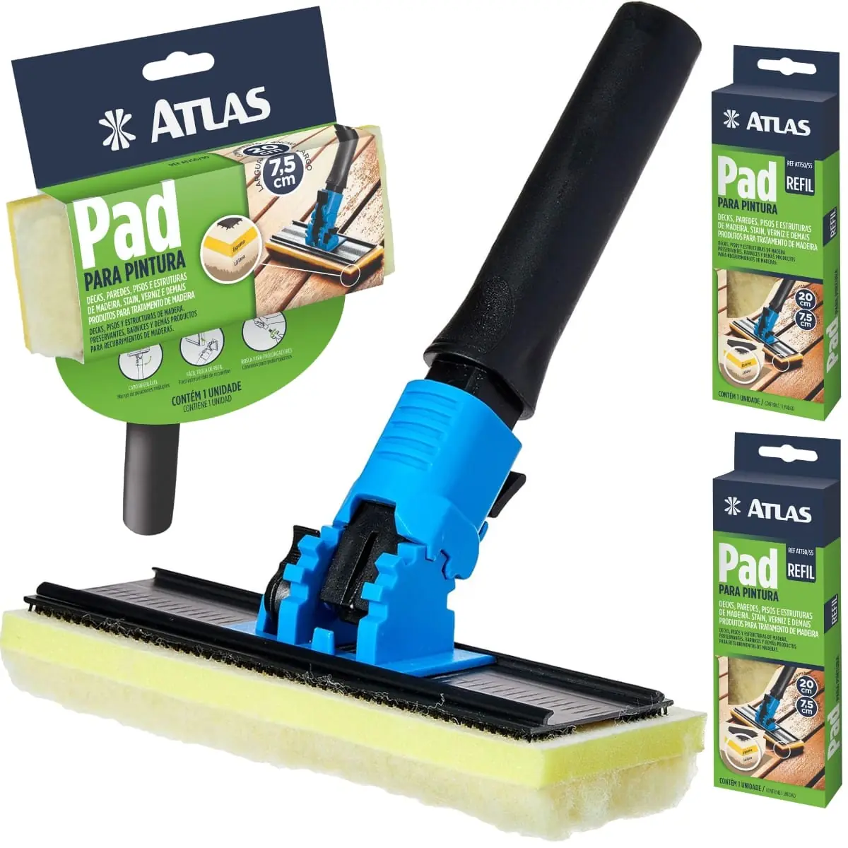 Pad Para Pintura Deck Madeira Verniz Cabo Ajustável + 02 Refis
