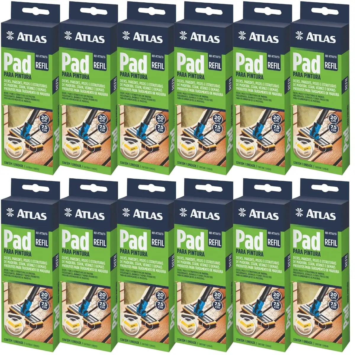 Refil De Pad Para Pintura Deck Madeira Verniz | Atlas | Kit 12 Un