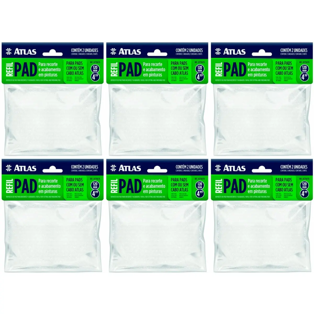 Refil De Pad Para Pintura Cantos Acabamento Recorte De Parede | Atlas | Kit 06 Un