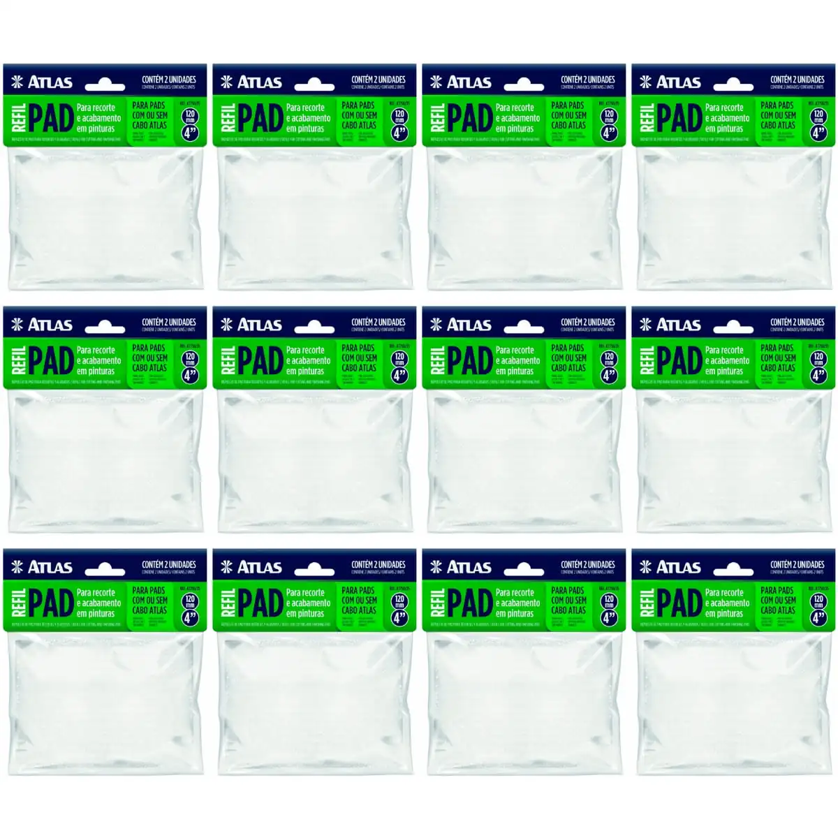 Refil De Pad Para Pintura Acabamento Recorte Cantos Em Parede | Atlas | Kit 12 Un