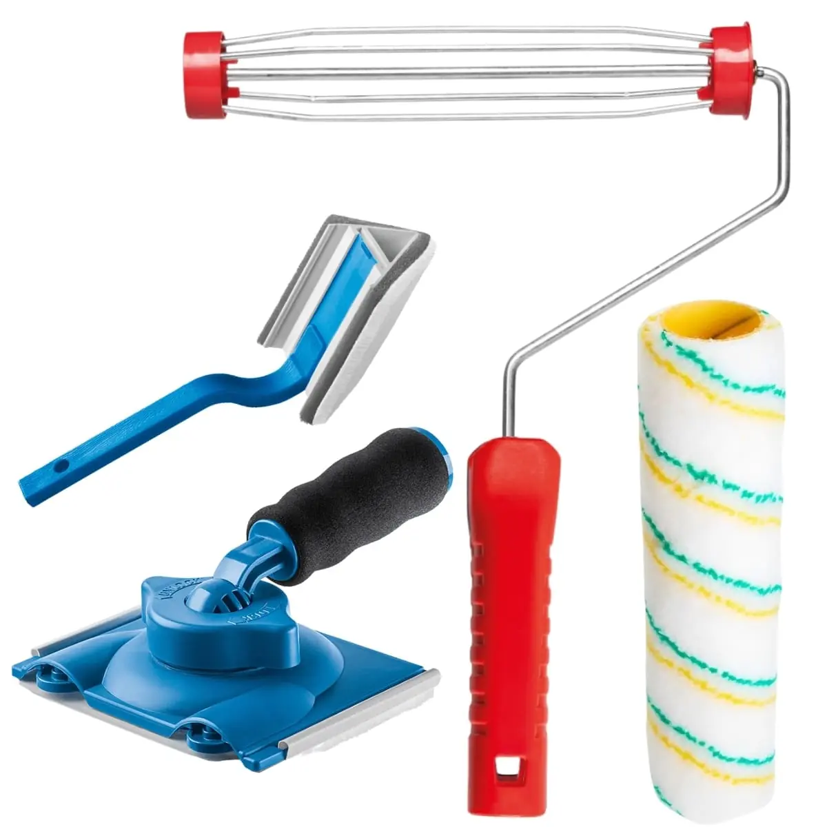 Pad Para Pintura Reto + Pad De Parede 90° + Garfo Gaiola 23cm + Rolo De Pintura Brasileirinho