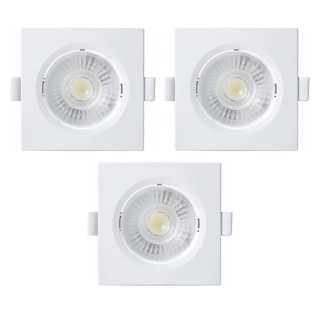 Kit 3 Spot Embutir Taschibra Alltop Quadrado Led 5w 3000k