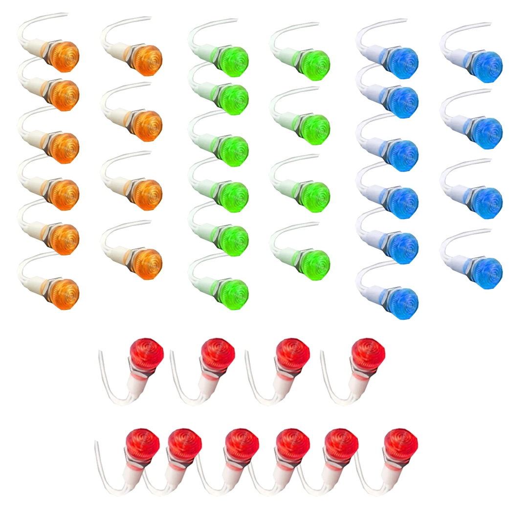 Kit Sinaleiro 9mm Olho Boi 110v Verde Vermelho Azul Amarelo