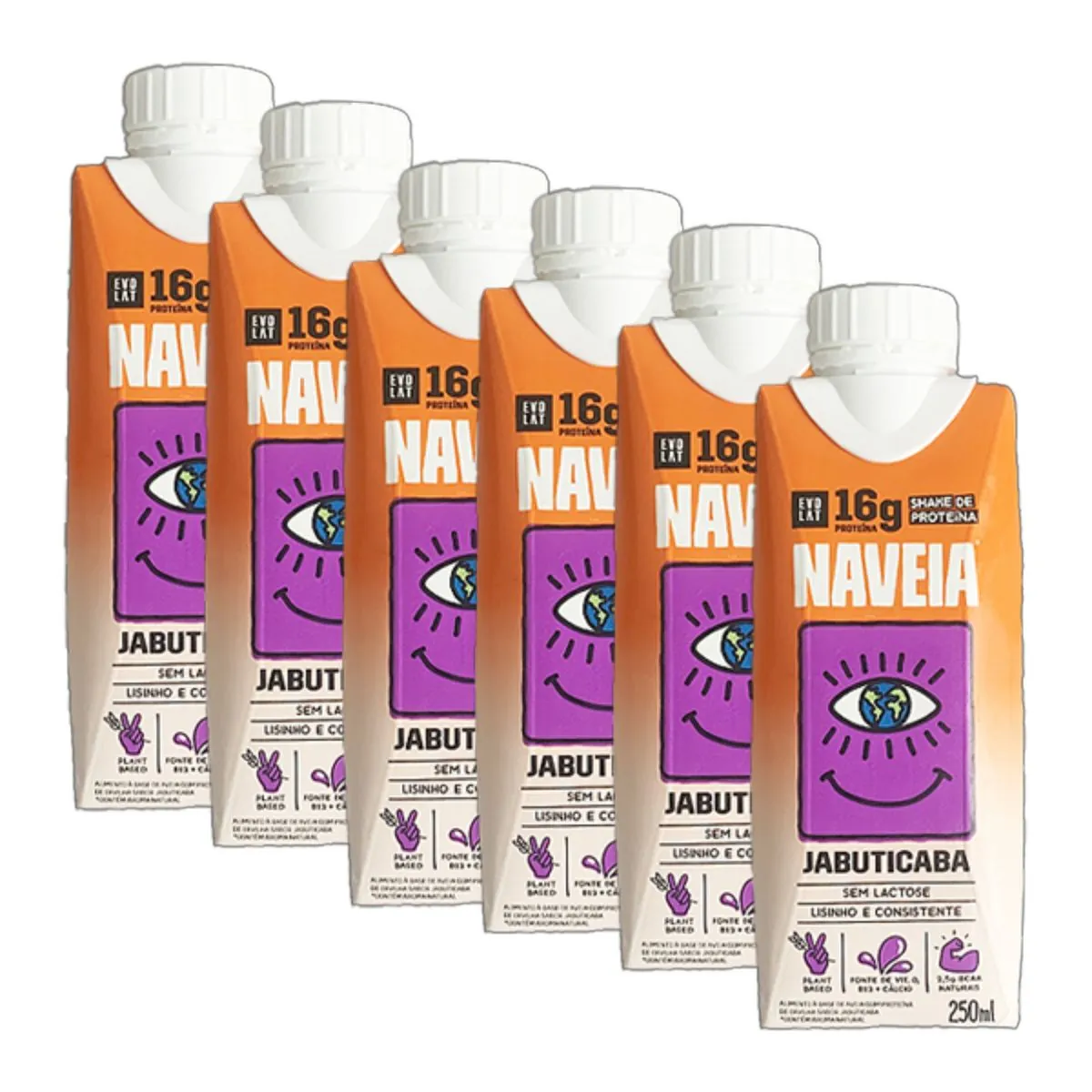 Kit 6X: Shake Proteico Vegano Jabuticaba Naveia 250ml