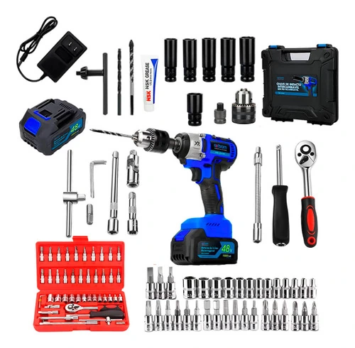 Kit Chave De Impacto 48v + Jogo Soquete 46 Peças