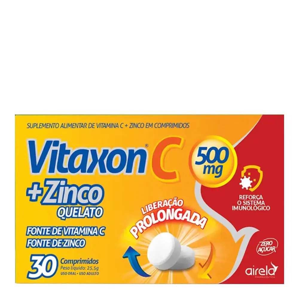 Vitamina C + Zinco Vitaxon Airela Sabor Laranja 30 Comp