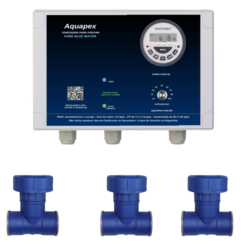 Ionizador Para Piscinas Coletivas Até 305 Mil Litros Aquapex Pure Blue Water