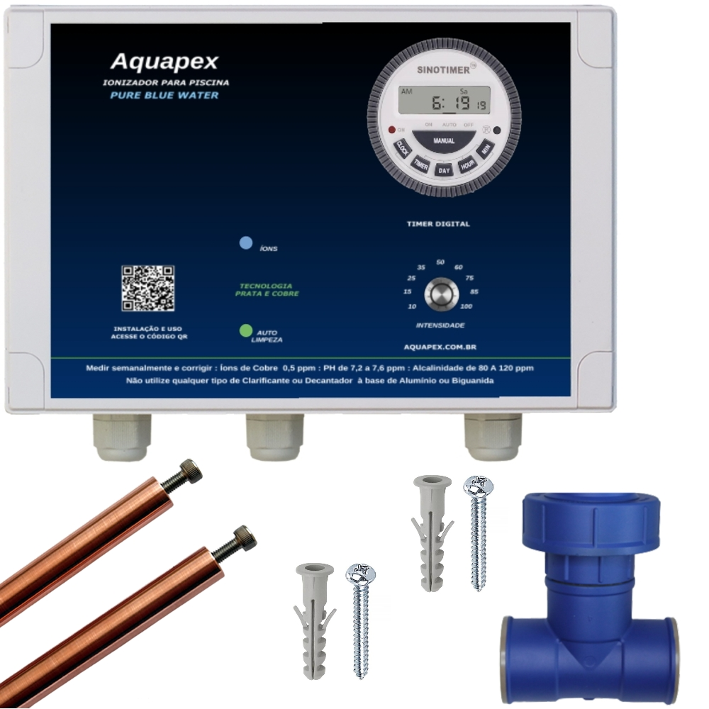 Ionizador Para Piscinas Até 75 Mil Litros Aquapex Pure Blue Water
