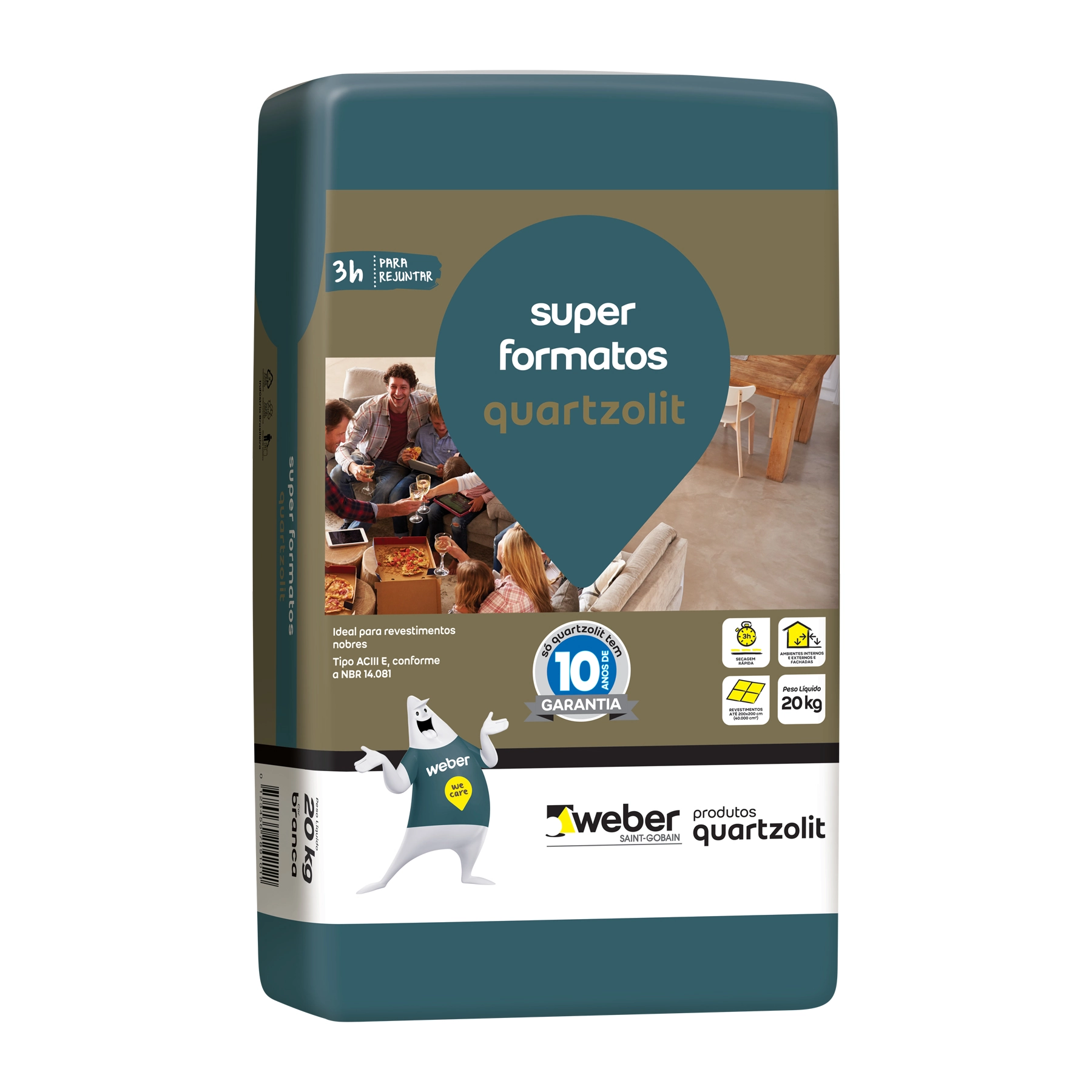 Argamassa Grandes Formatos Interno e Externo 20kg Branco Quartzolit