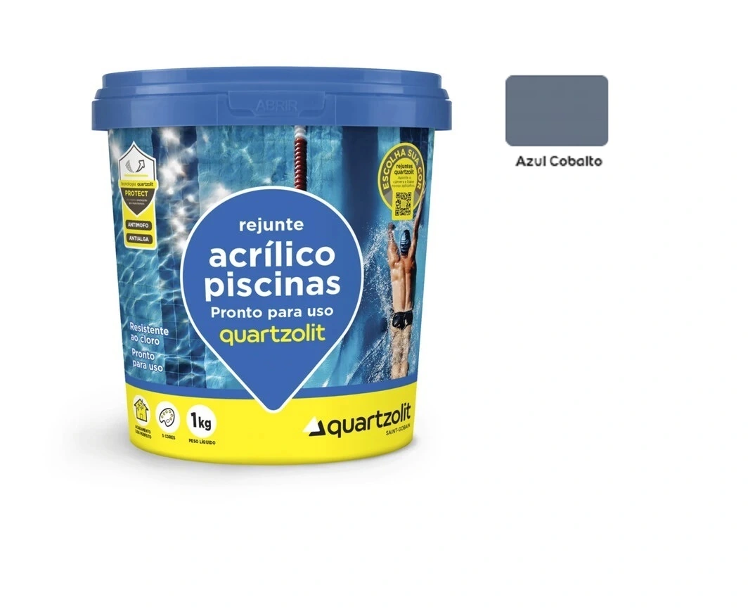 Rejunte Acrílico Para Piscinas Impermeável Quartzolit 1kg - Azul Cobalto