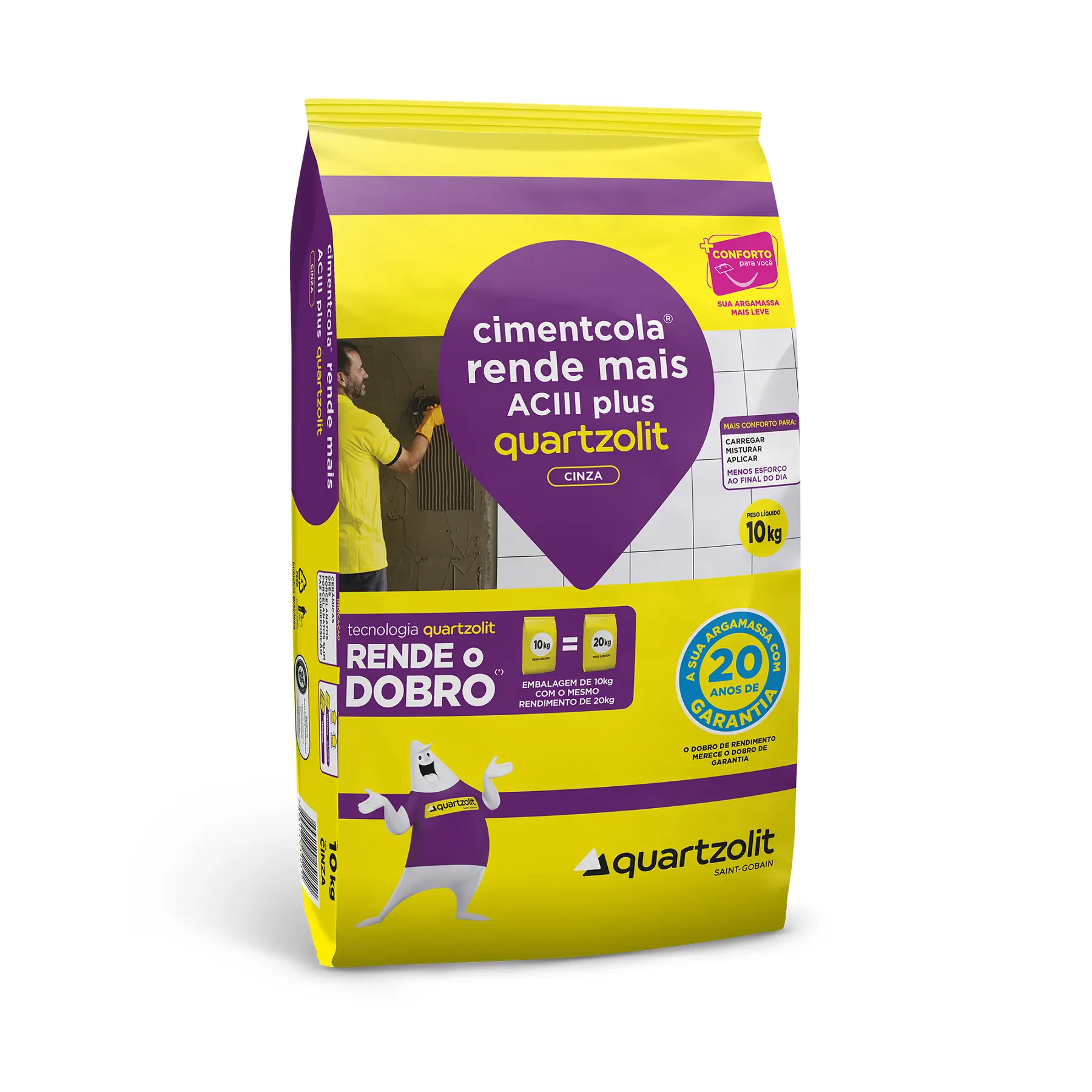 Argamassa ACIII Interno e Externo 10kg Cinza Rende Mais Quartzolit
