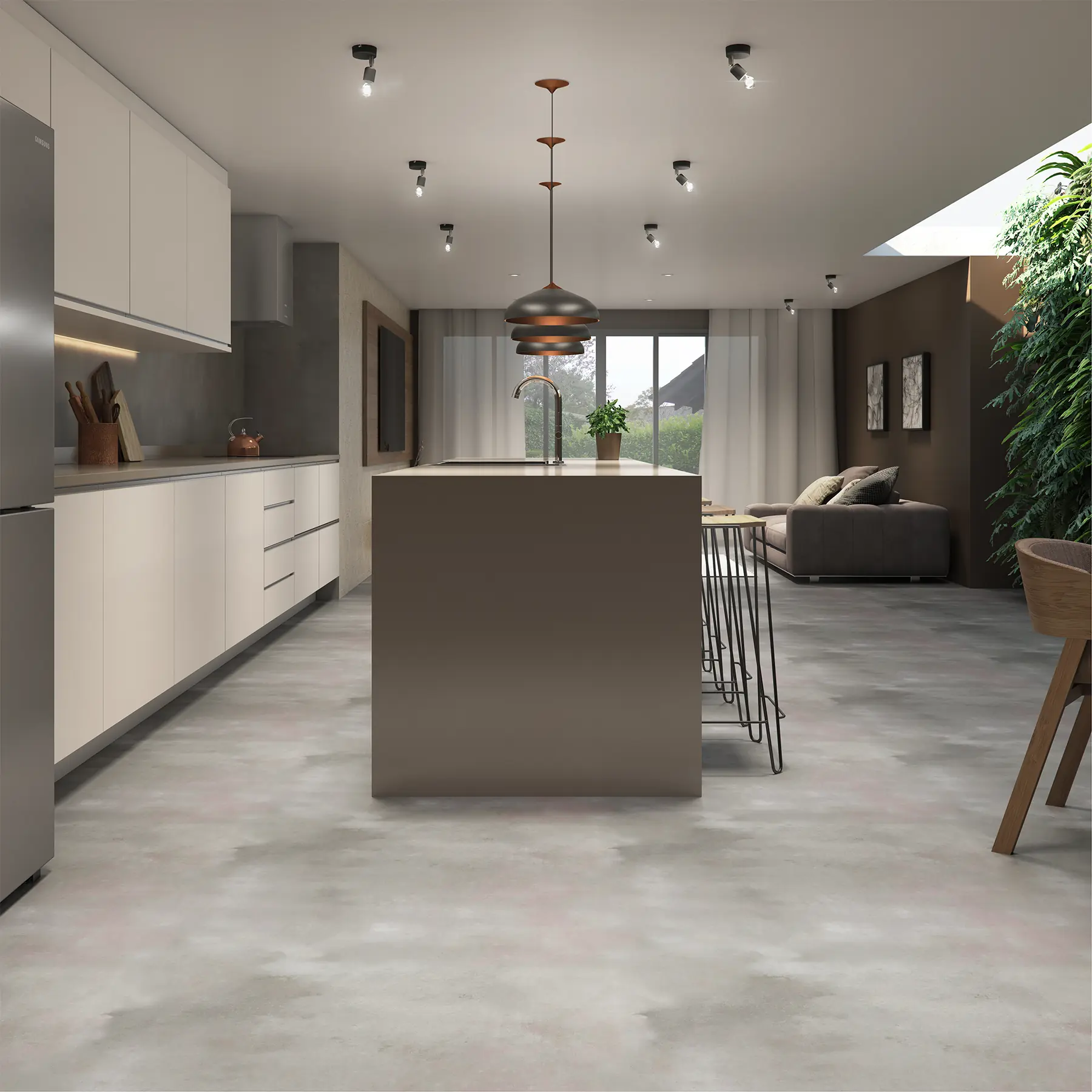 Piso Vinílico Cola Ambienta Stone Beige Cimento Bege m² Tarkett